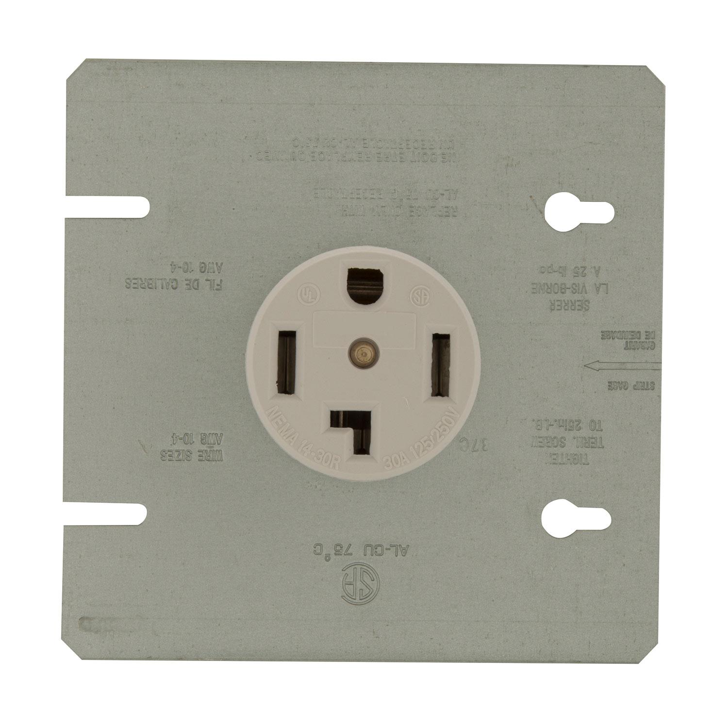 30 A Black Straight Blade Dryer Power Receptacle
