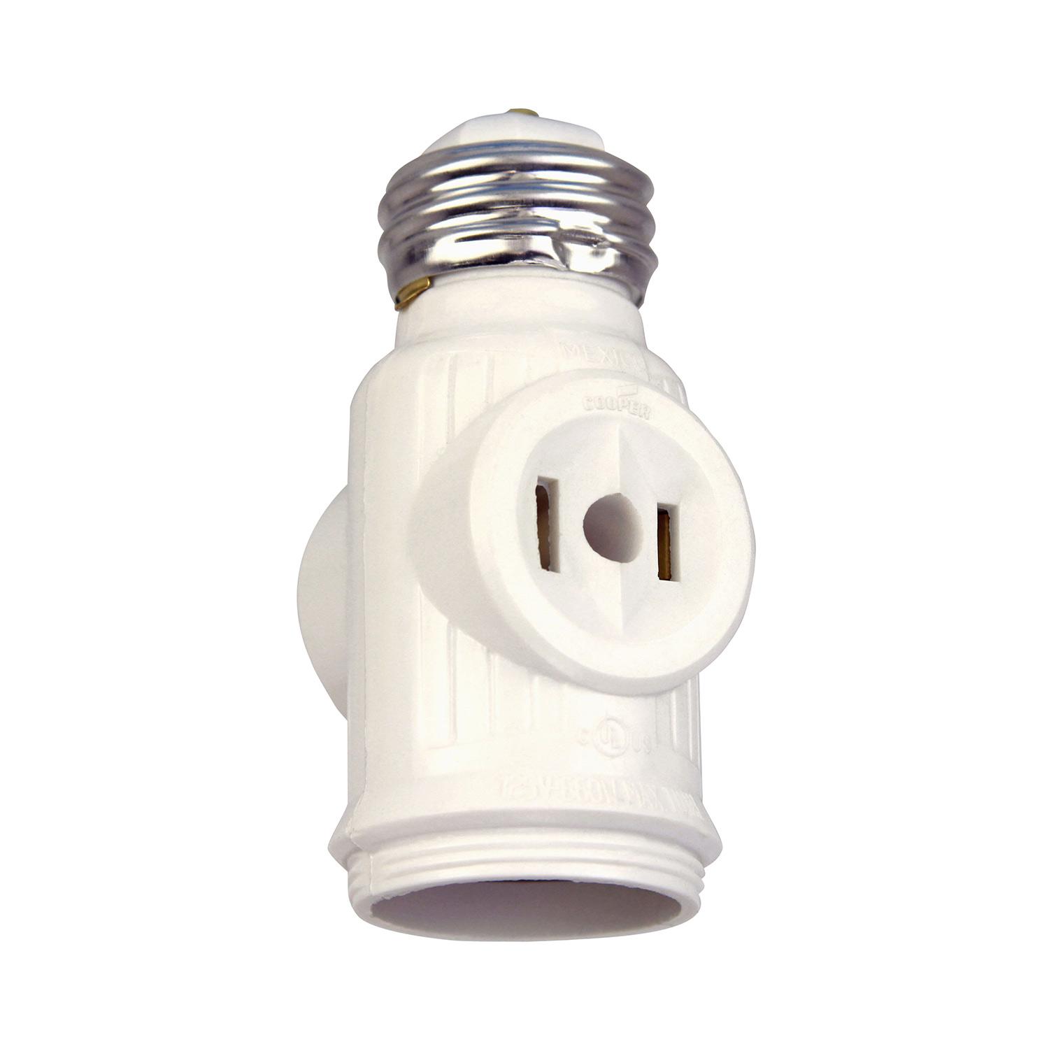 2 Outlet Keyless White Socket Adapter 125V