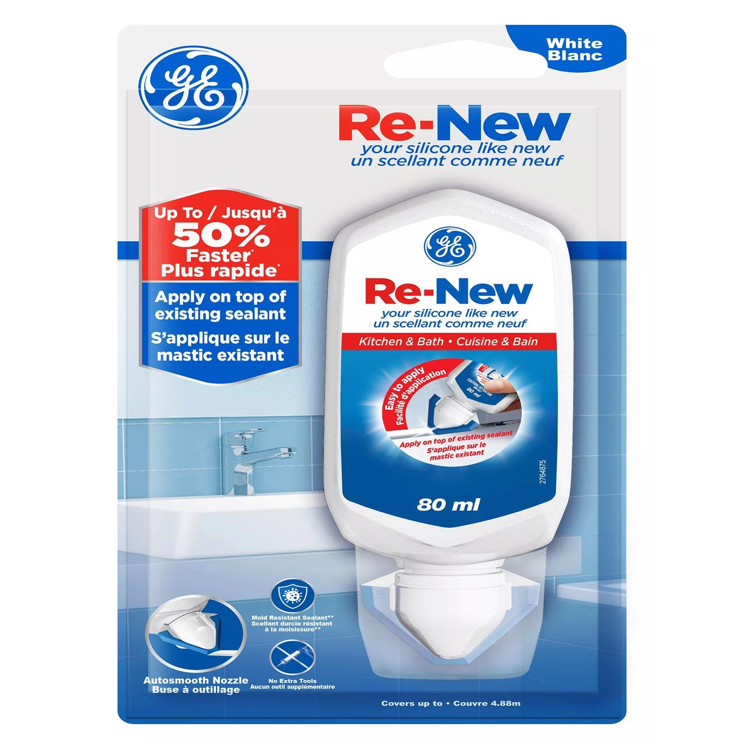 GE Re-NEW Silicone Sealant for Kitchen & Bath 80ml-White