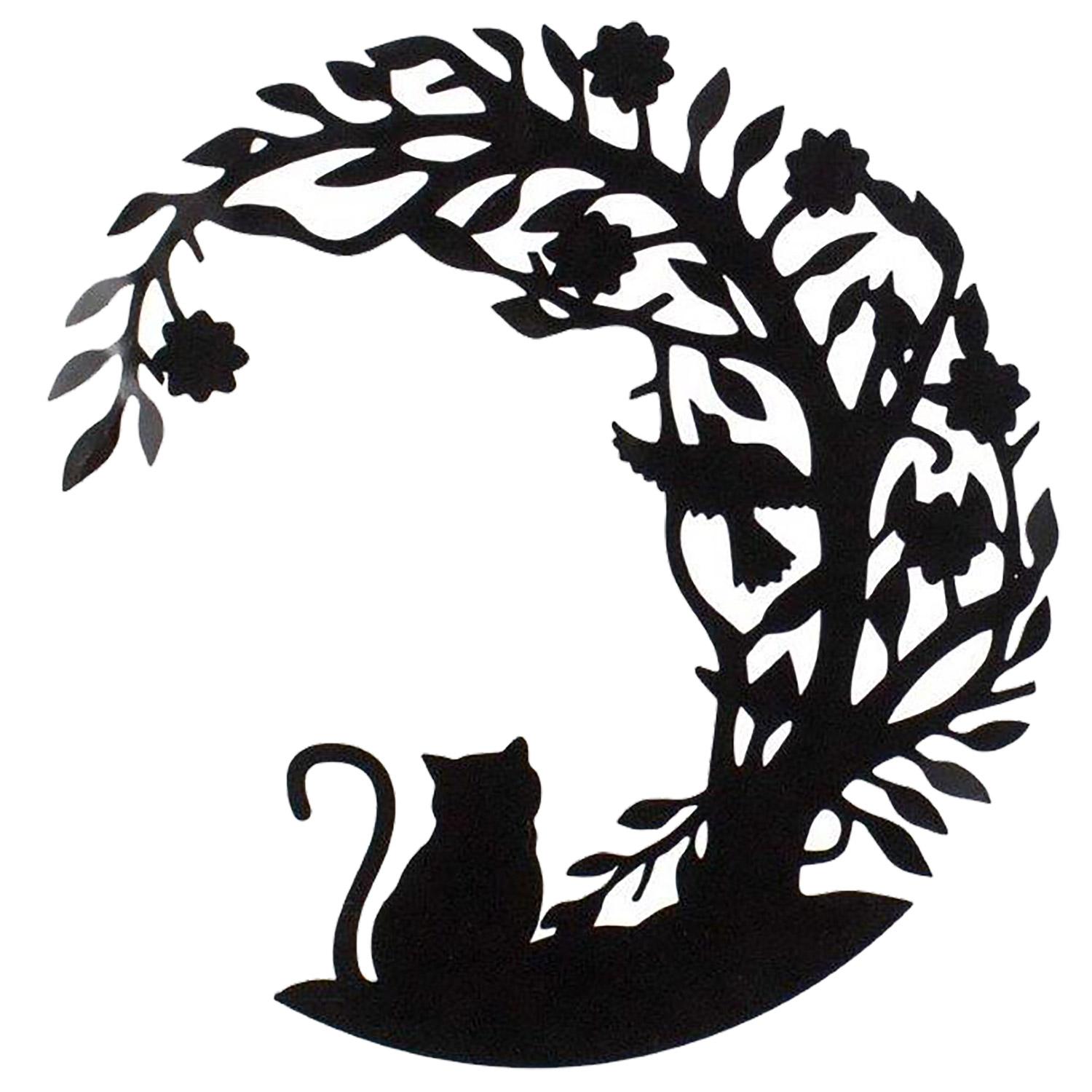 24" Cat Metal Black Décor