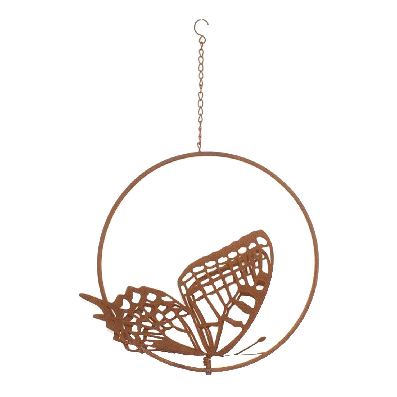 27" Butterfly Hanging Metal Rust