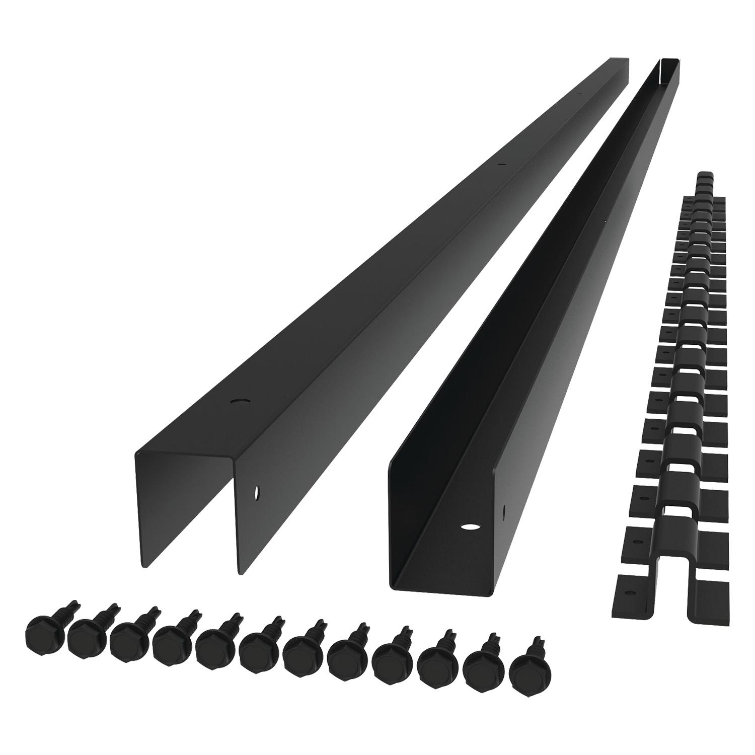 72'' Matte Black Steel U-Channel With Spacers-2/Pack