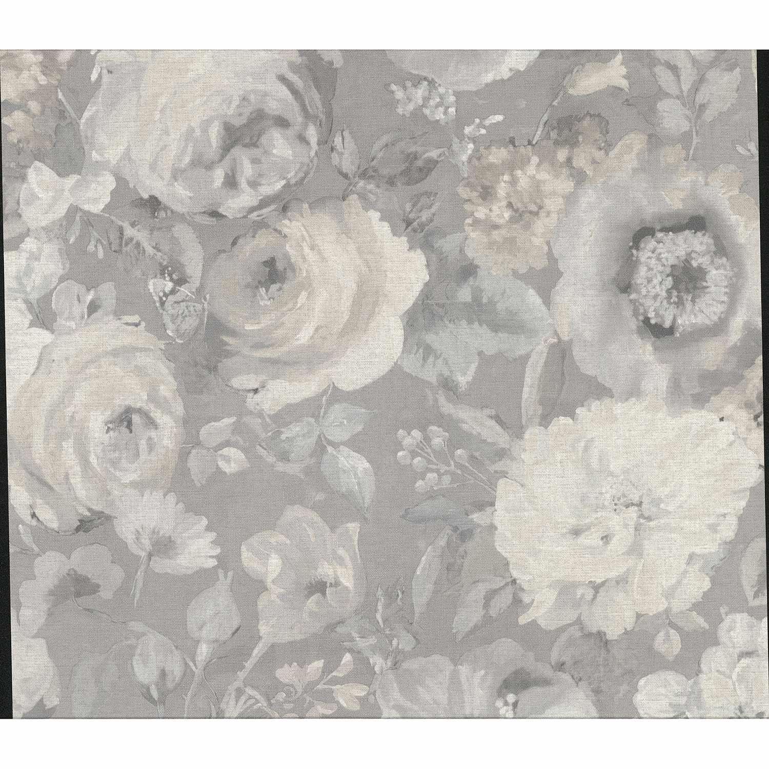 Papier peint floral peint gris Miranda
