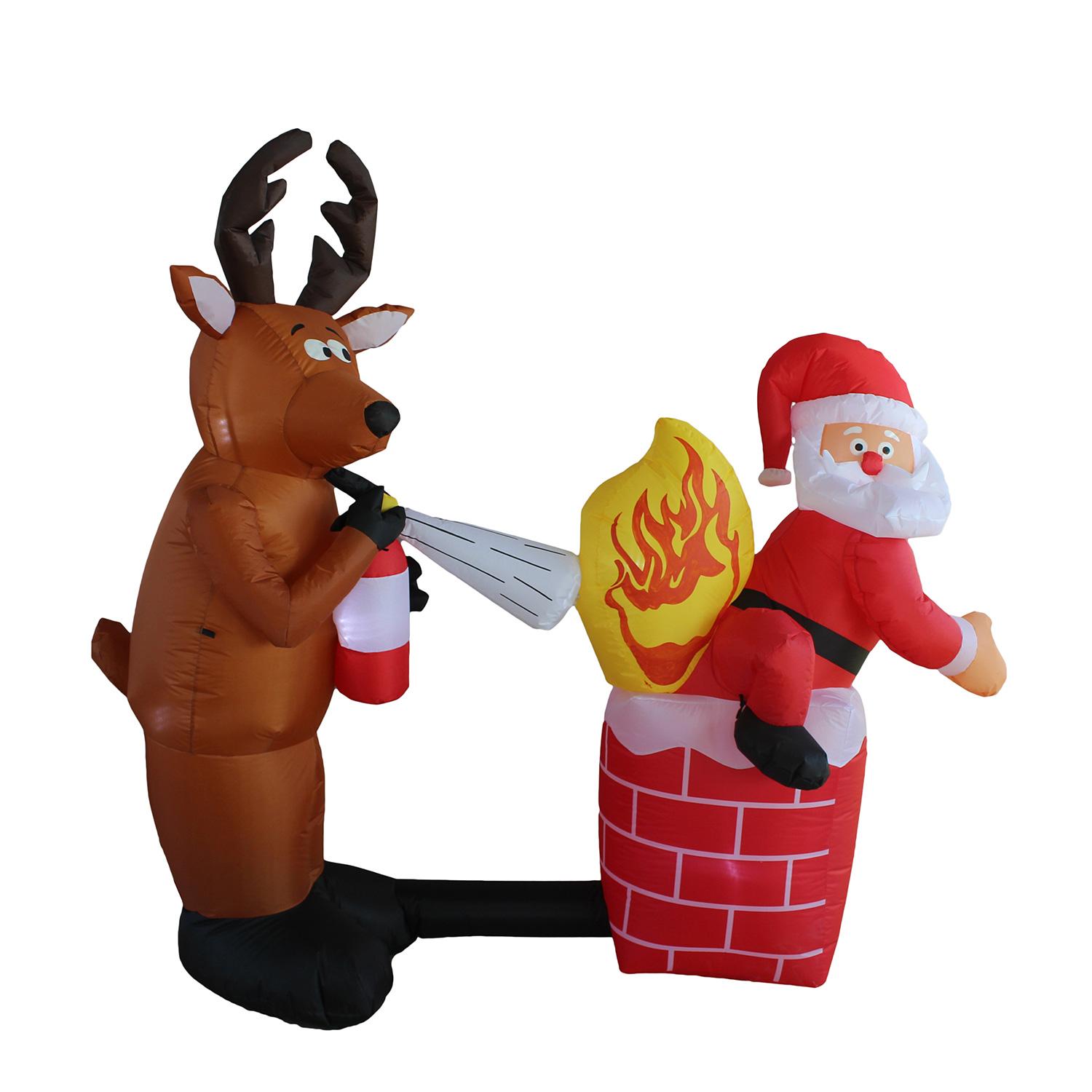 6' Inflatable Santa On Fire