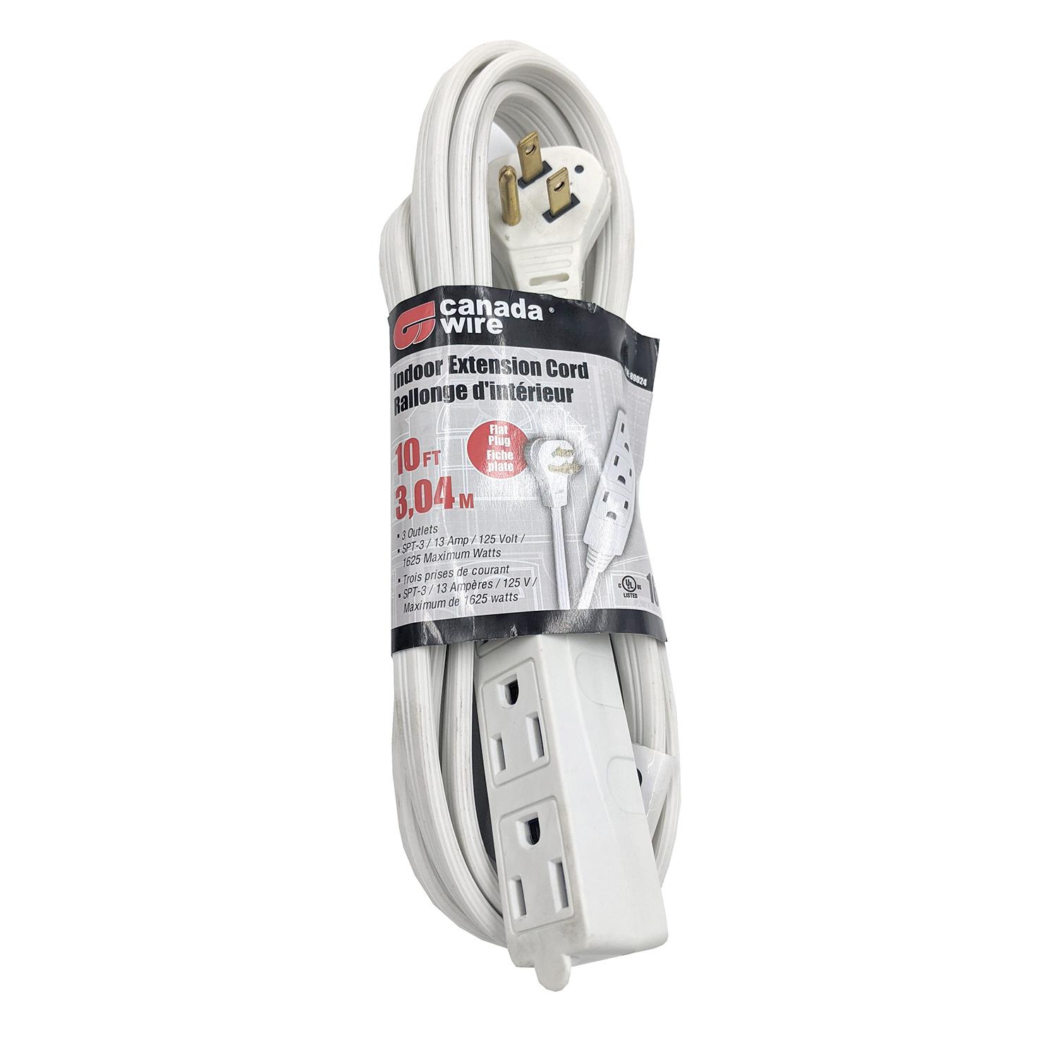 3 Outlet Angled Plug Indoor Extension Cord 16/3 3.04M