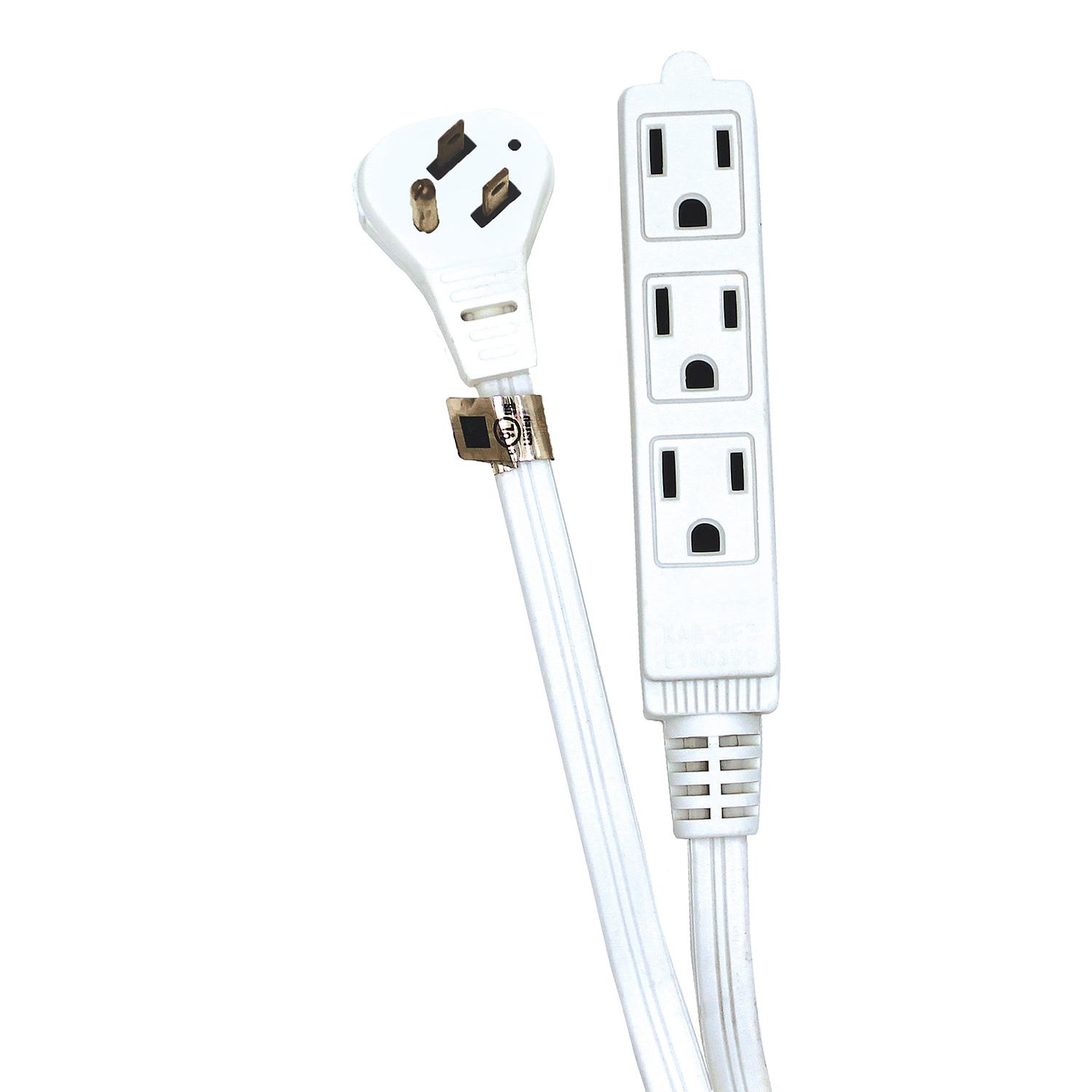 3 Outlet Angled Plug Indoor Extension Cord 16/3 4.57M