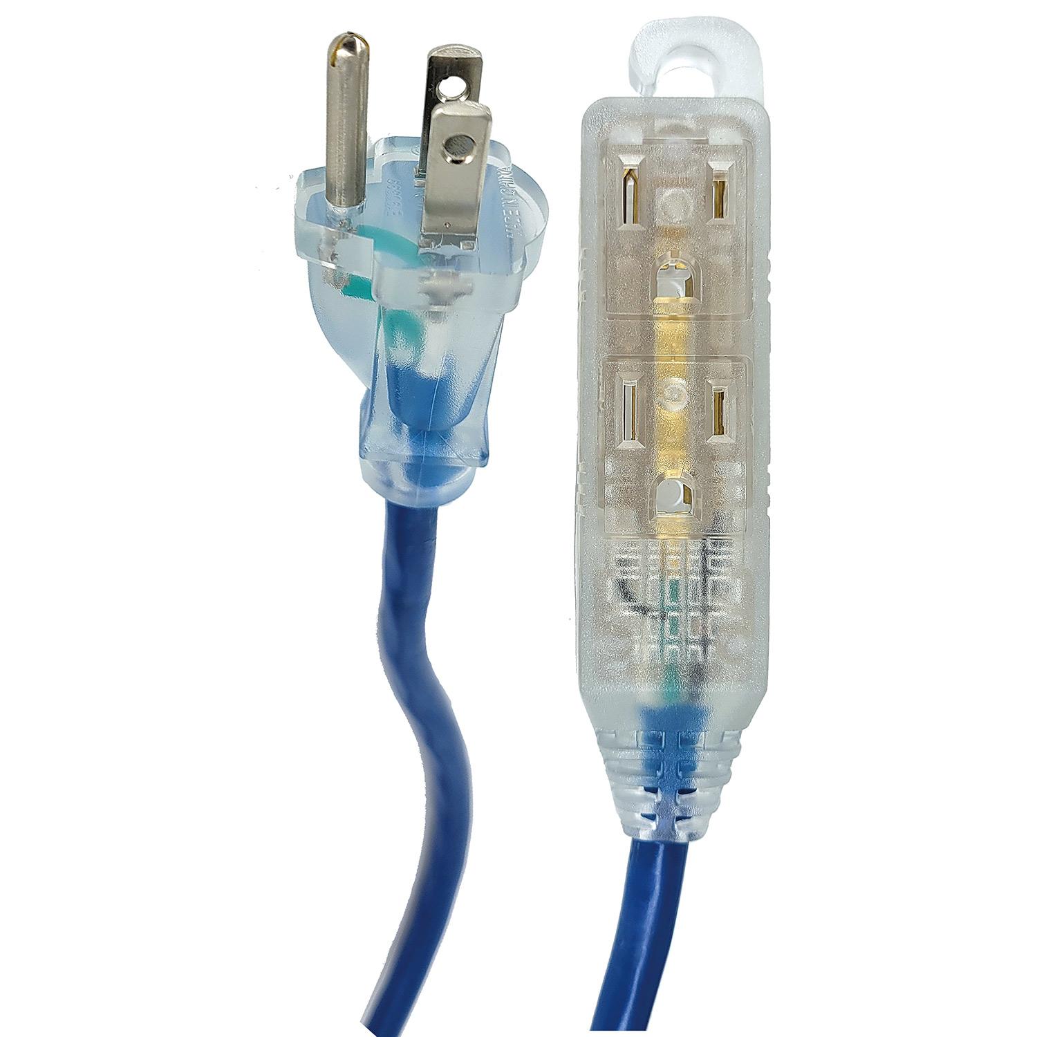 3 Outlet 16/3 Blue Block Heater Cord 3.04M