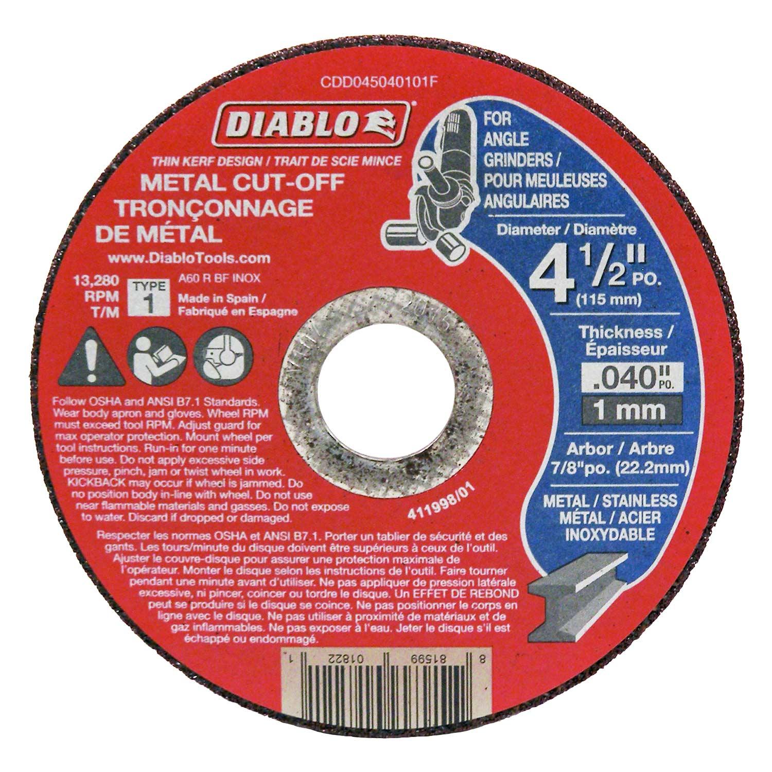 4 1/2" Think Kerf Metal Cut Off Disc-15/Pack