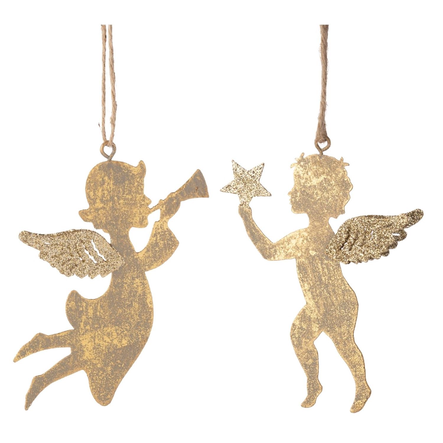 Ornement Anges Chérubins Dorés 8" - Assorti