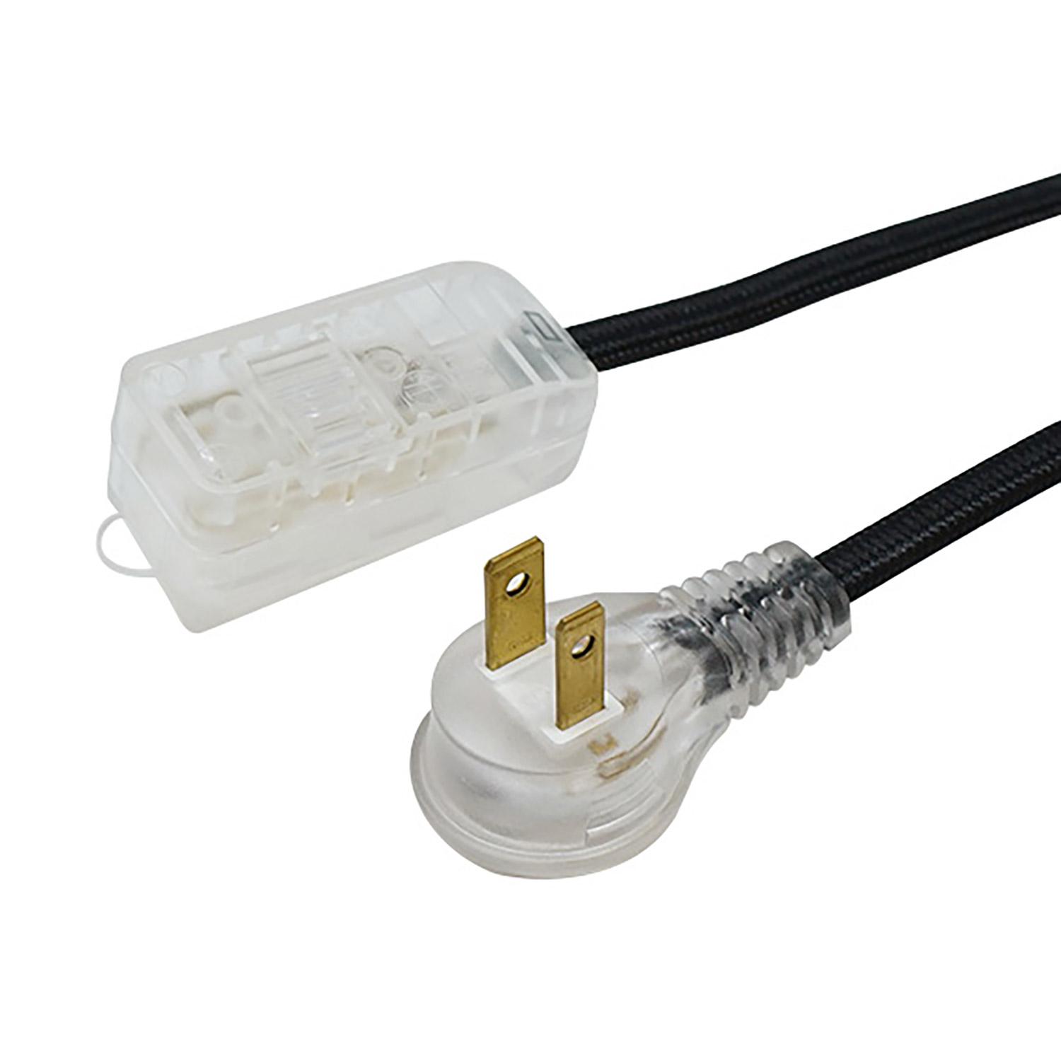 Cordon en Tissu 8’ avec 3 Prises (Noir)
