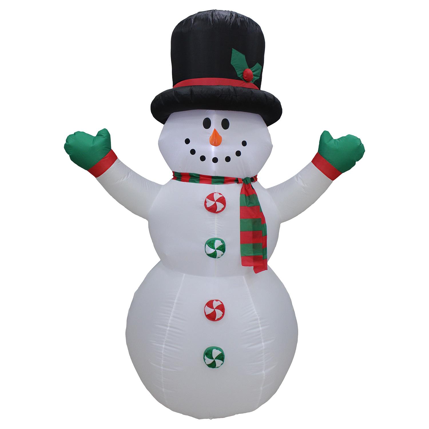 Inflatable LED Snowman with Mint Buttons 7'