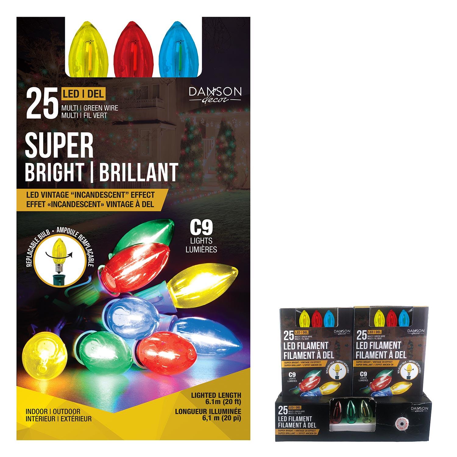 Ensemble de Lumières LED C9 Bright avec 25 Lumières Lisses