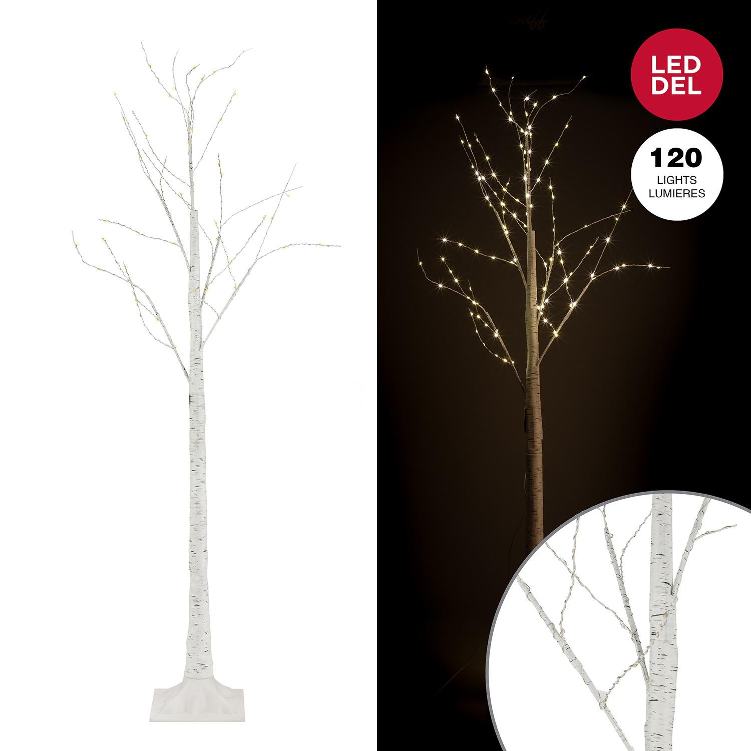 Birch Tree with 120 LED Warm White Twinkle Lights 5'