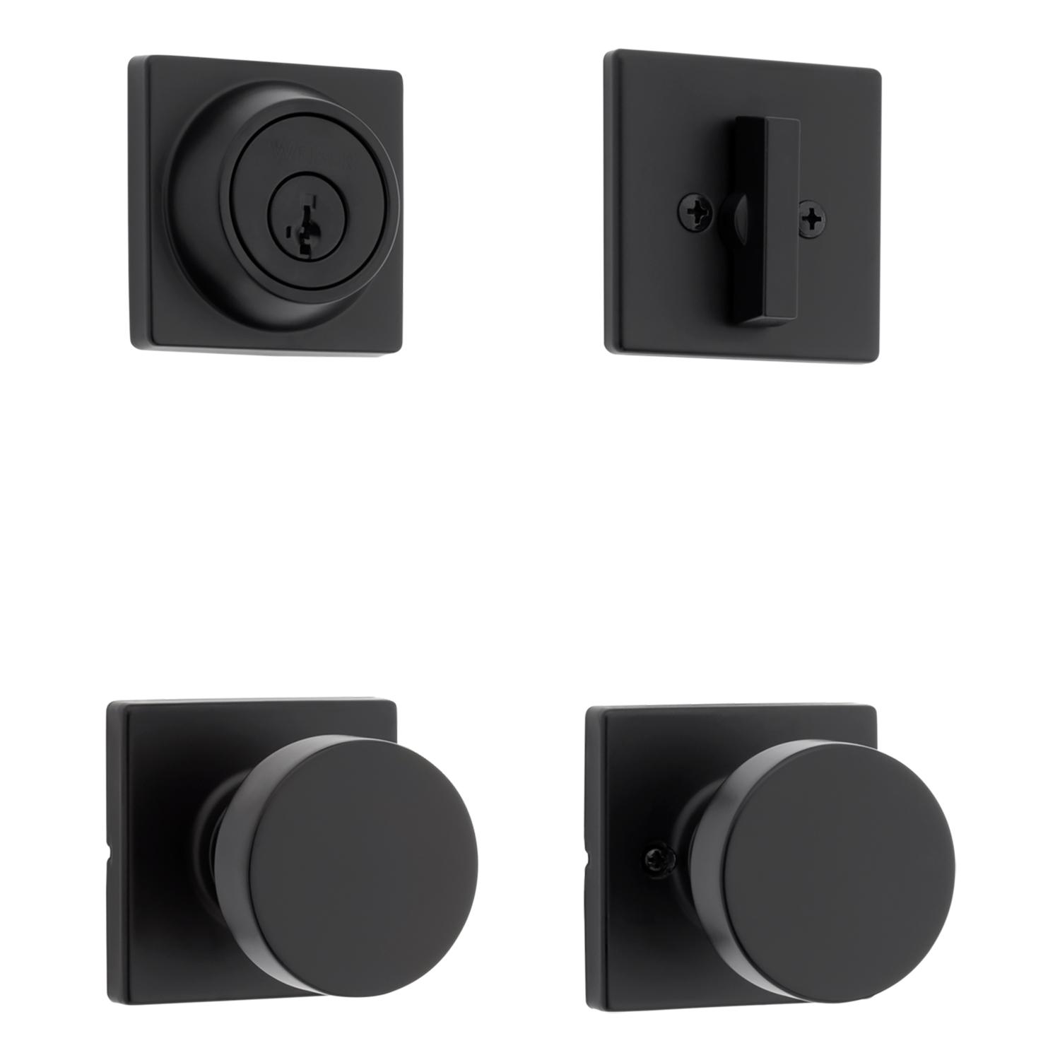 Cambie Matte Black Knob And Deadbolt Combo