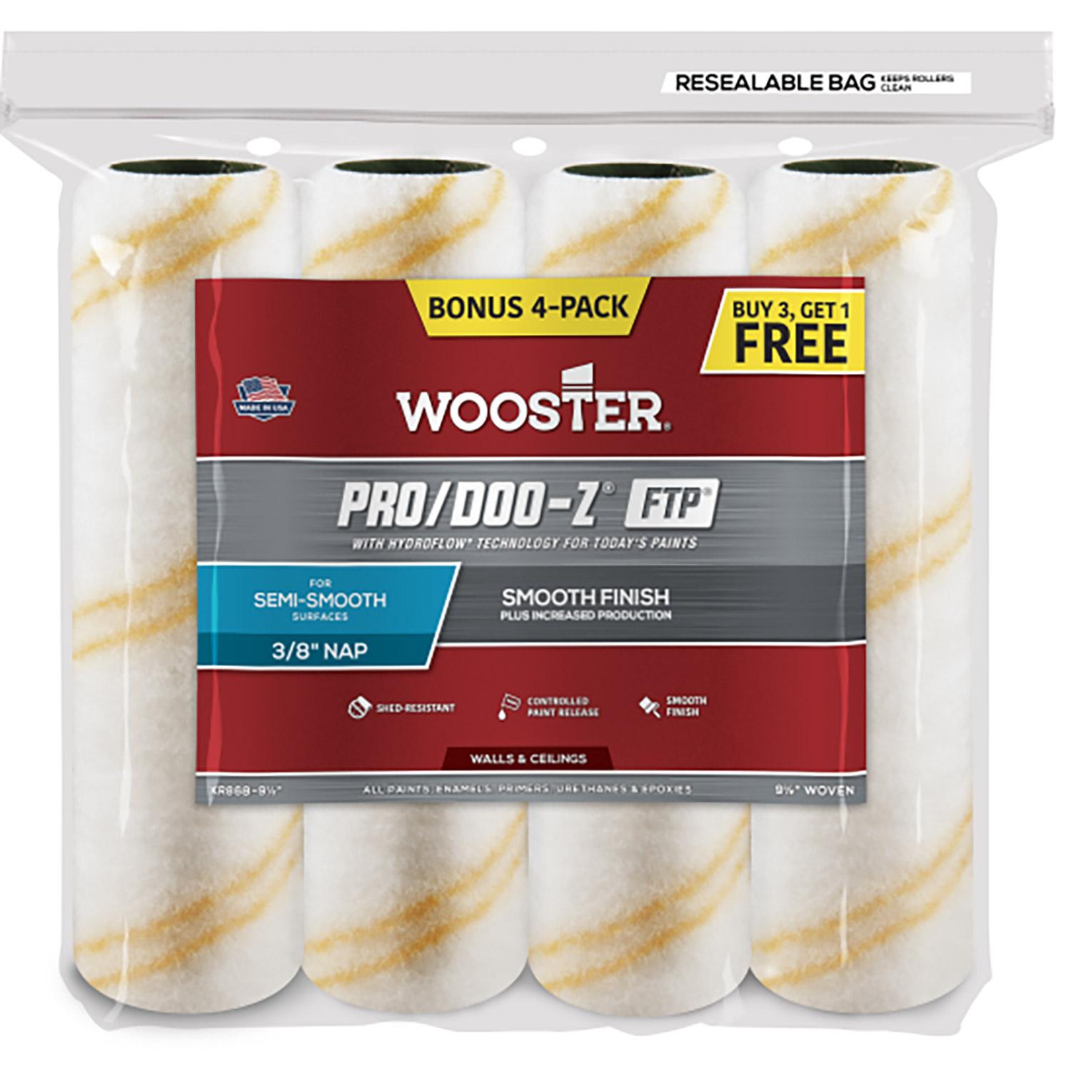 Pack de 4 rouleaux de couverture Wooster 9,5" x 3/8"