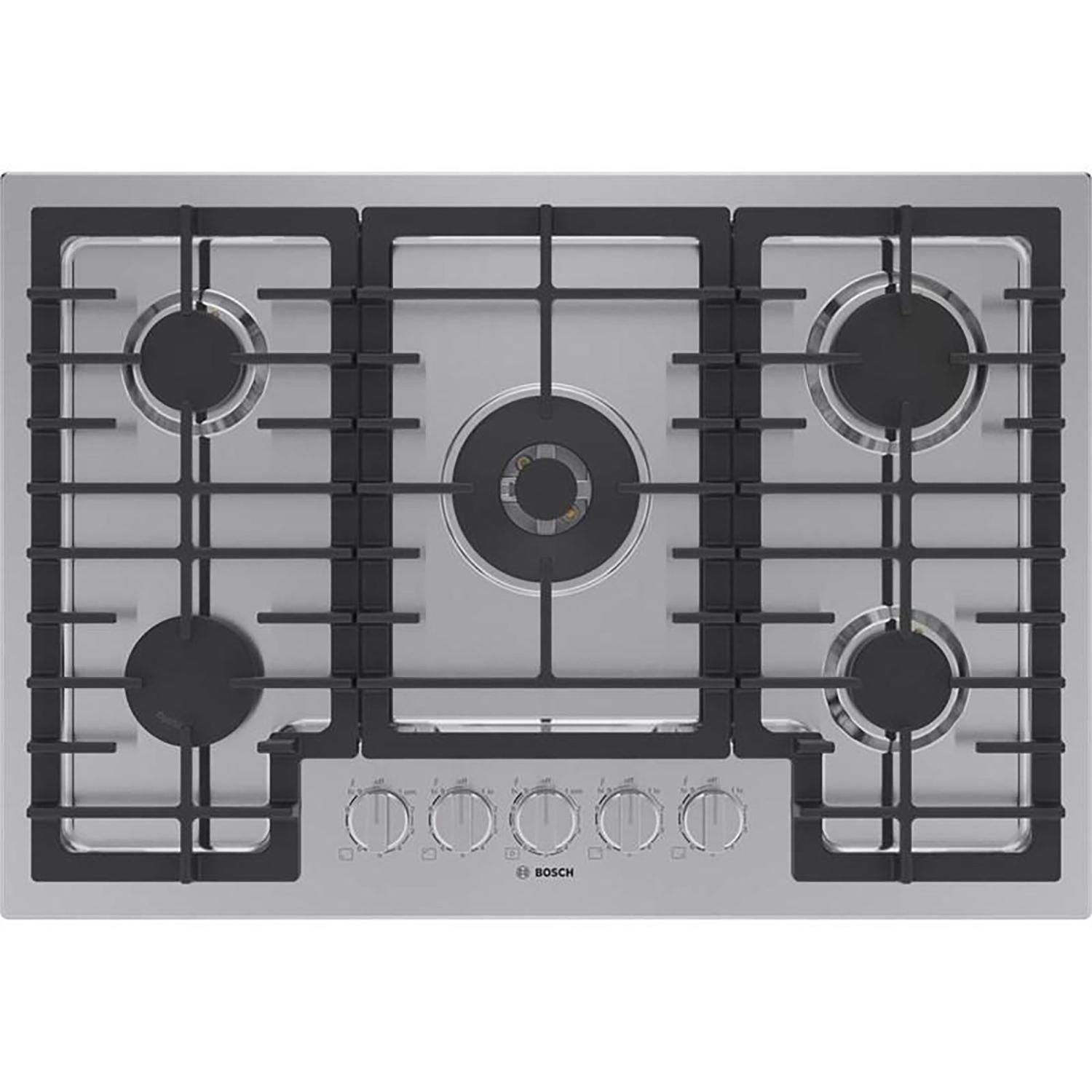 30" Gas Cooktop, 5 Burner, Stainless Steel, FlameSelect®