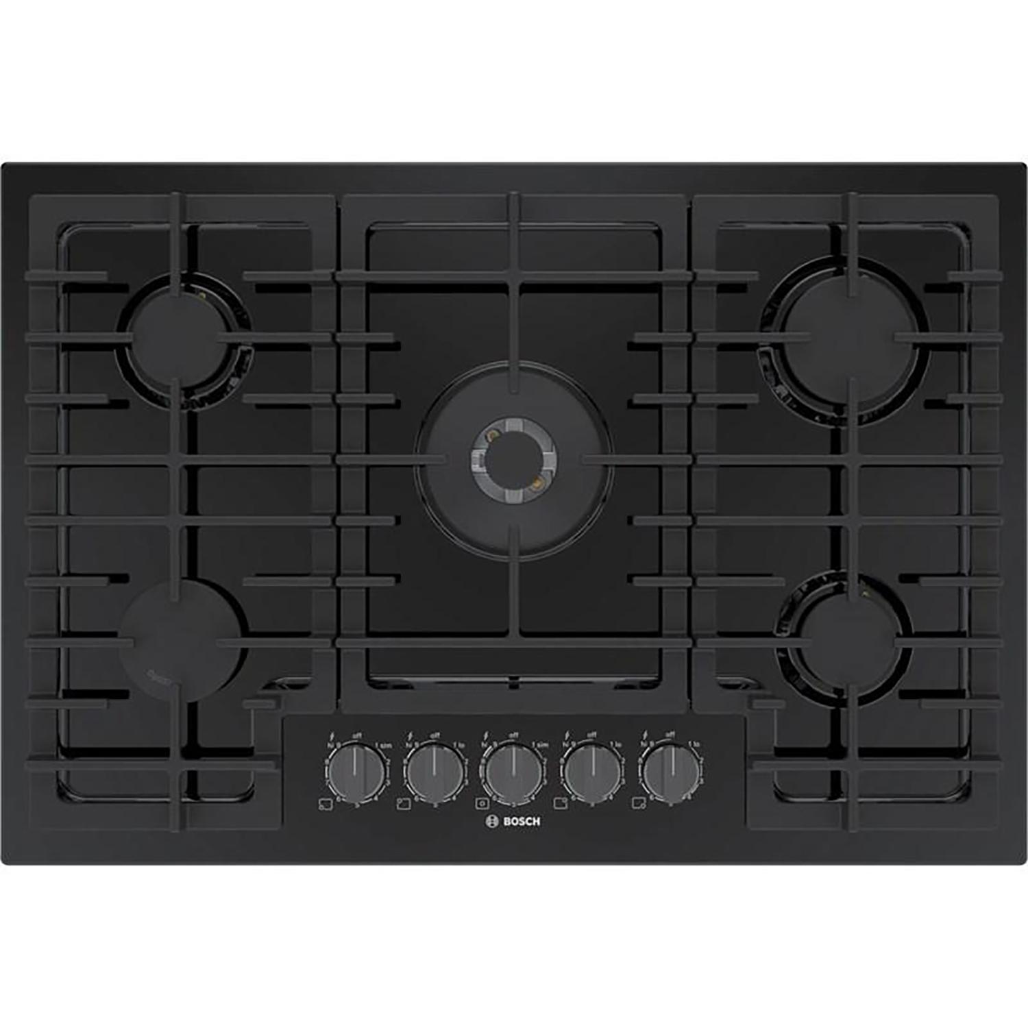 Plaque de cuisson à gaz 30", 5 brûleurs, inox noir
