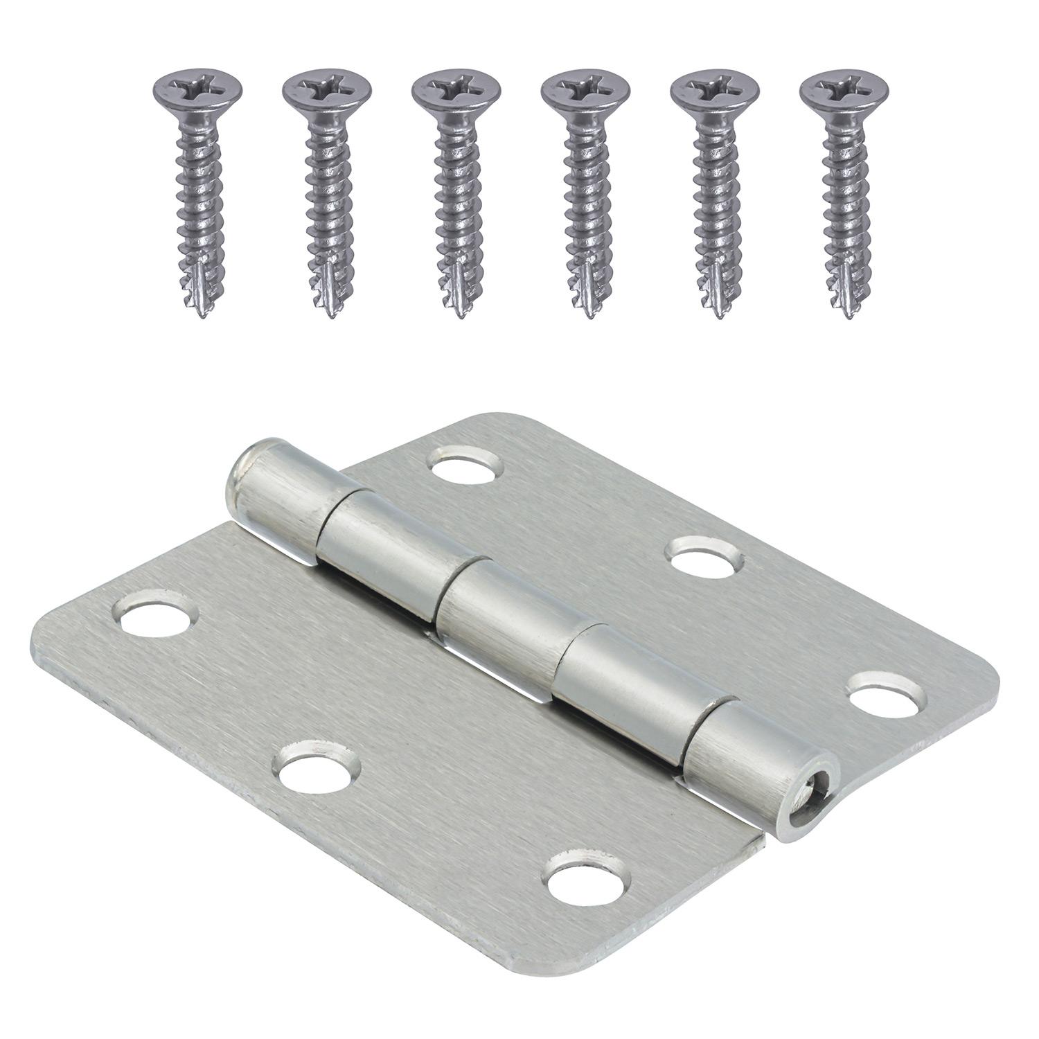 3" 1/4 Round Satin Nickel Door Hinge