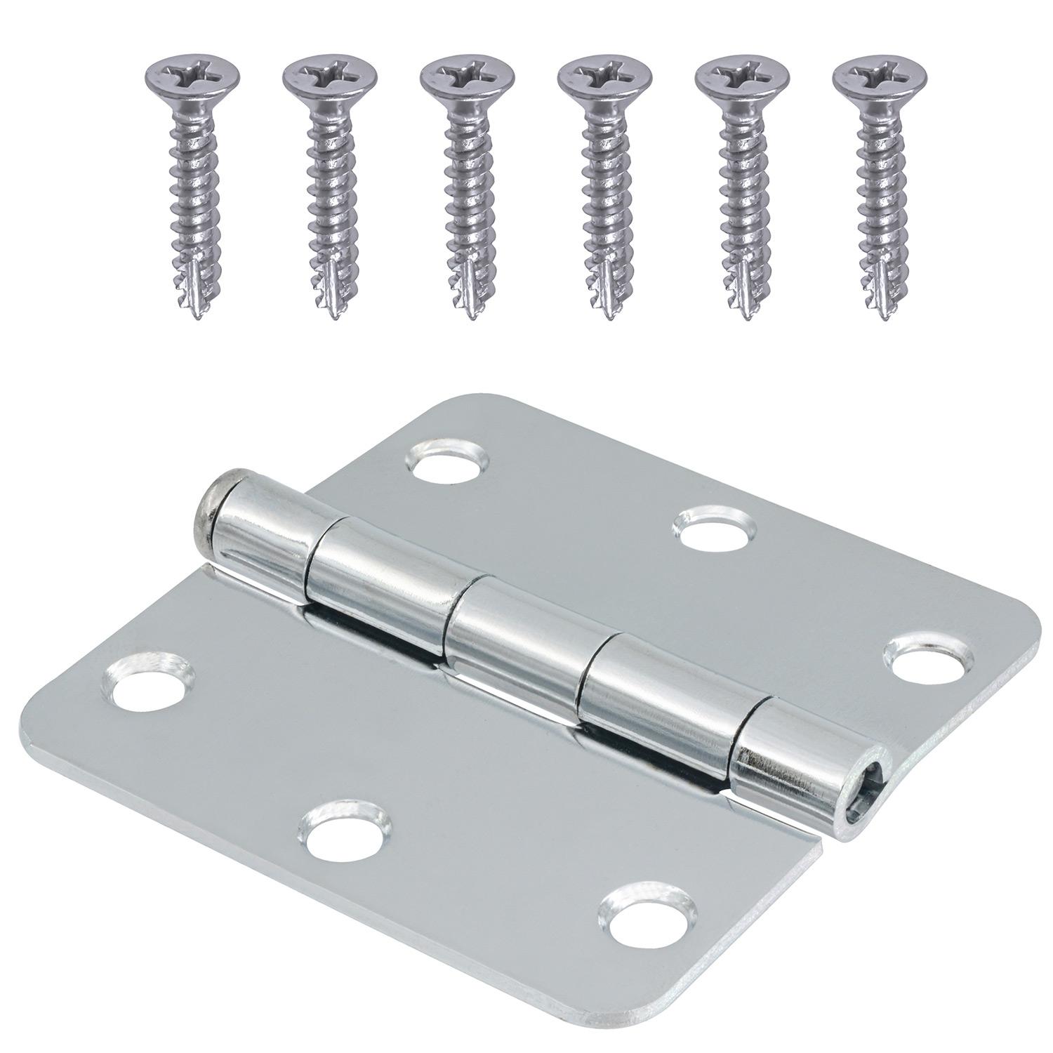 3" 1/4 Round Polished Chrome Door Hinge