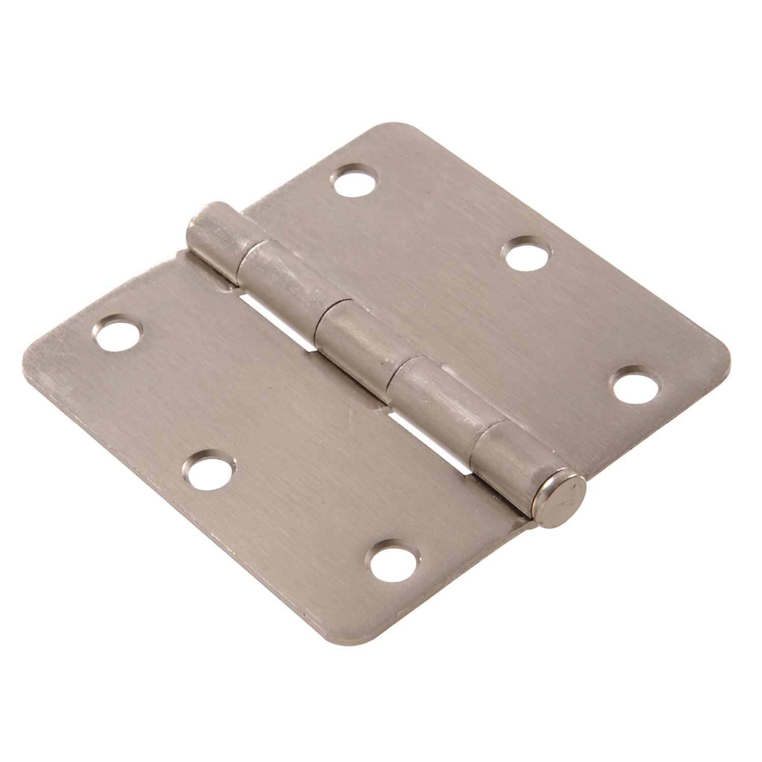 3" 1/4 Round Satin Nickel Door Hinge - Contractor 12 Pack