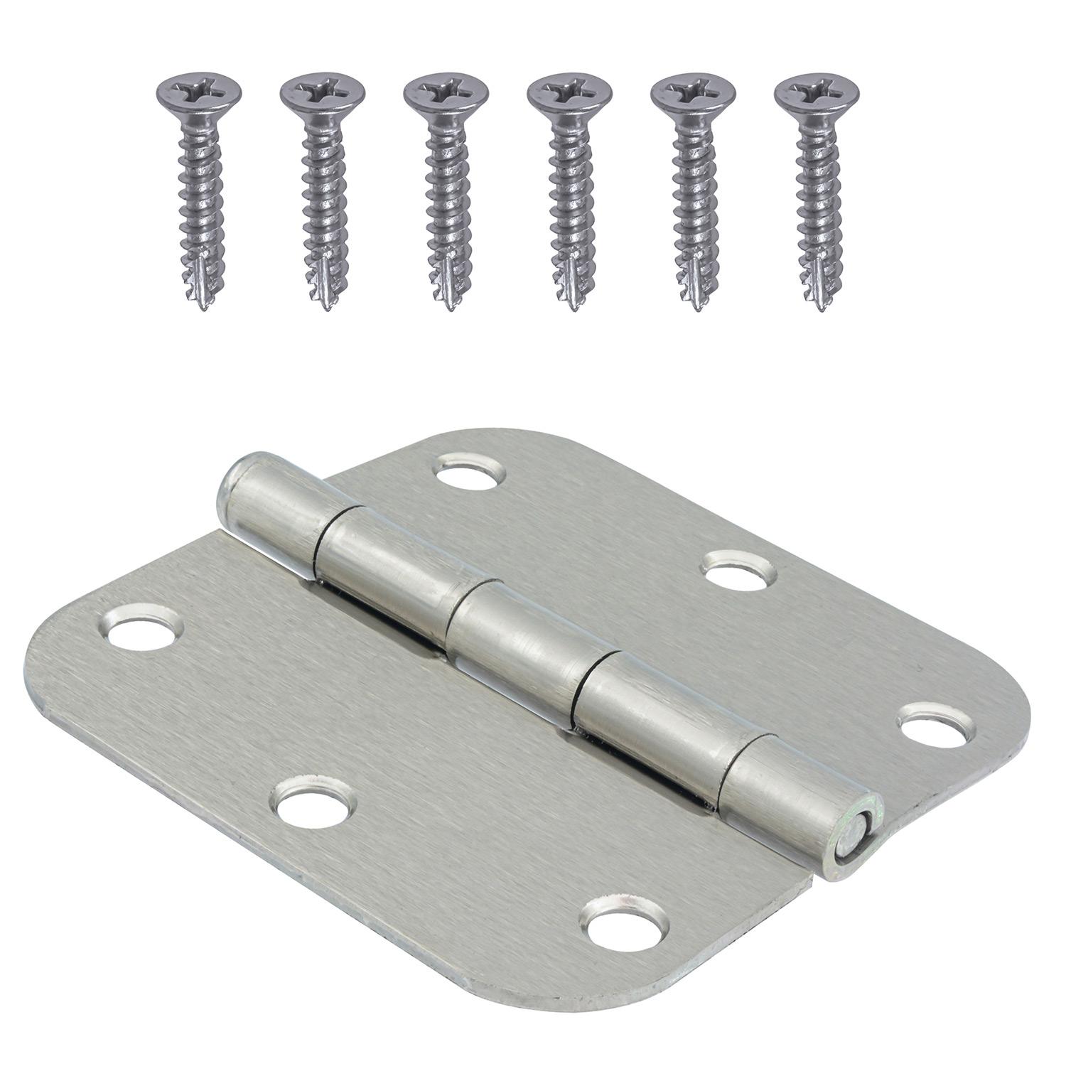 3" 5/8 Round Satin Nickel Door Hinge