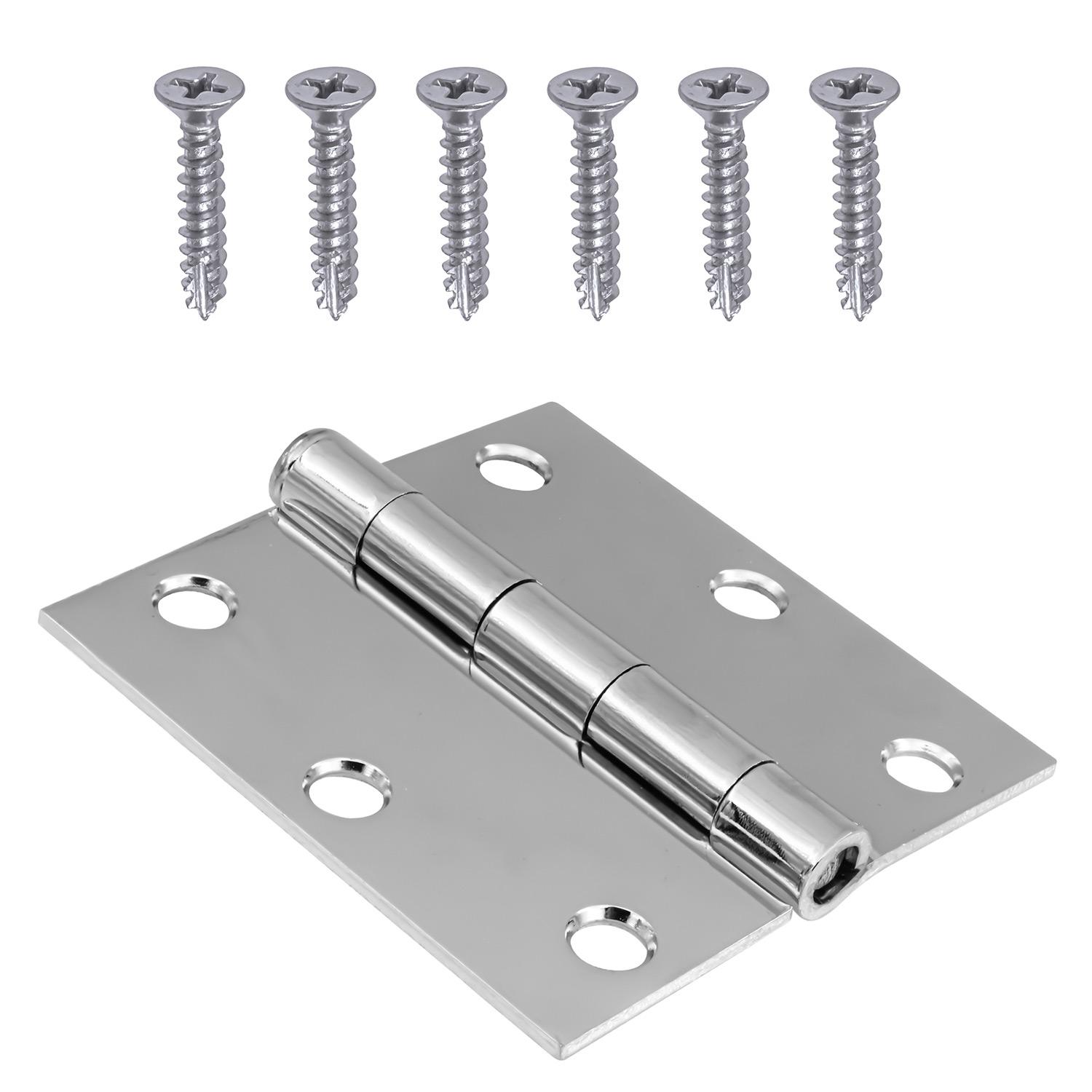 3" Square Polished Chrome Door Hinge