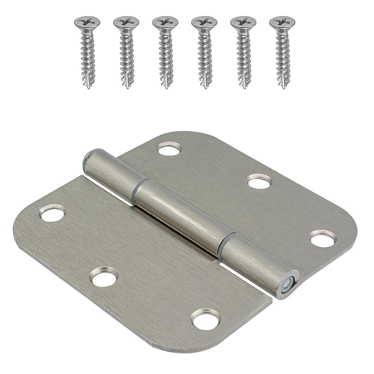 3.5" 5/8 Round Satin Nickel Squeak Proof Door Hinge