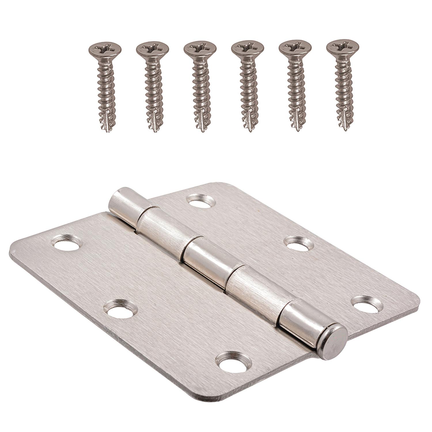3.5" 1/4 Round Satin Nickel Door Hinge