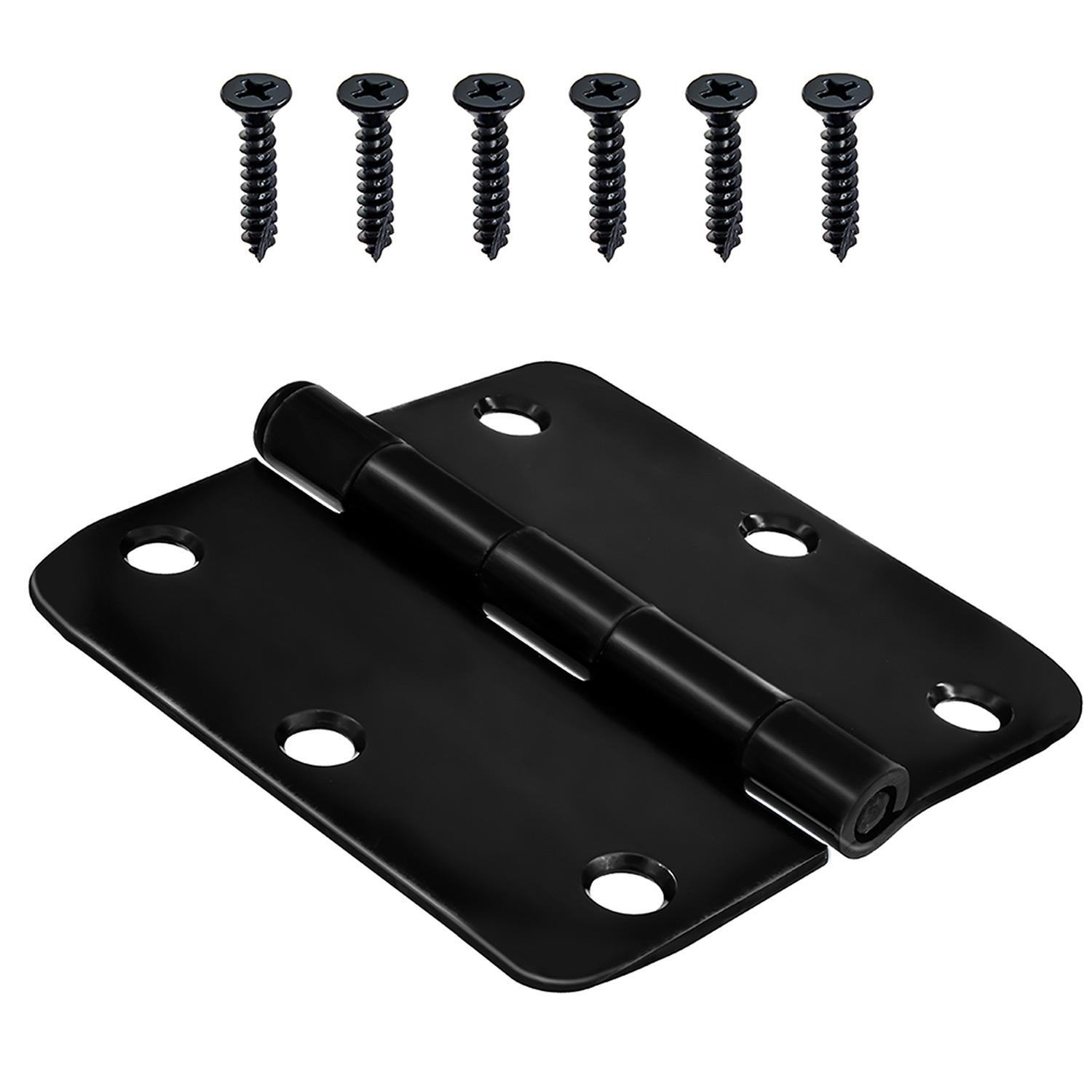 3.5" 1/4 Round Black Door Hinge