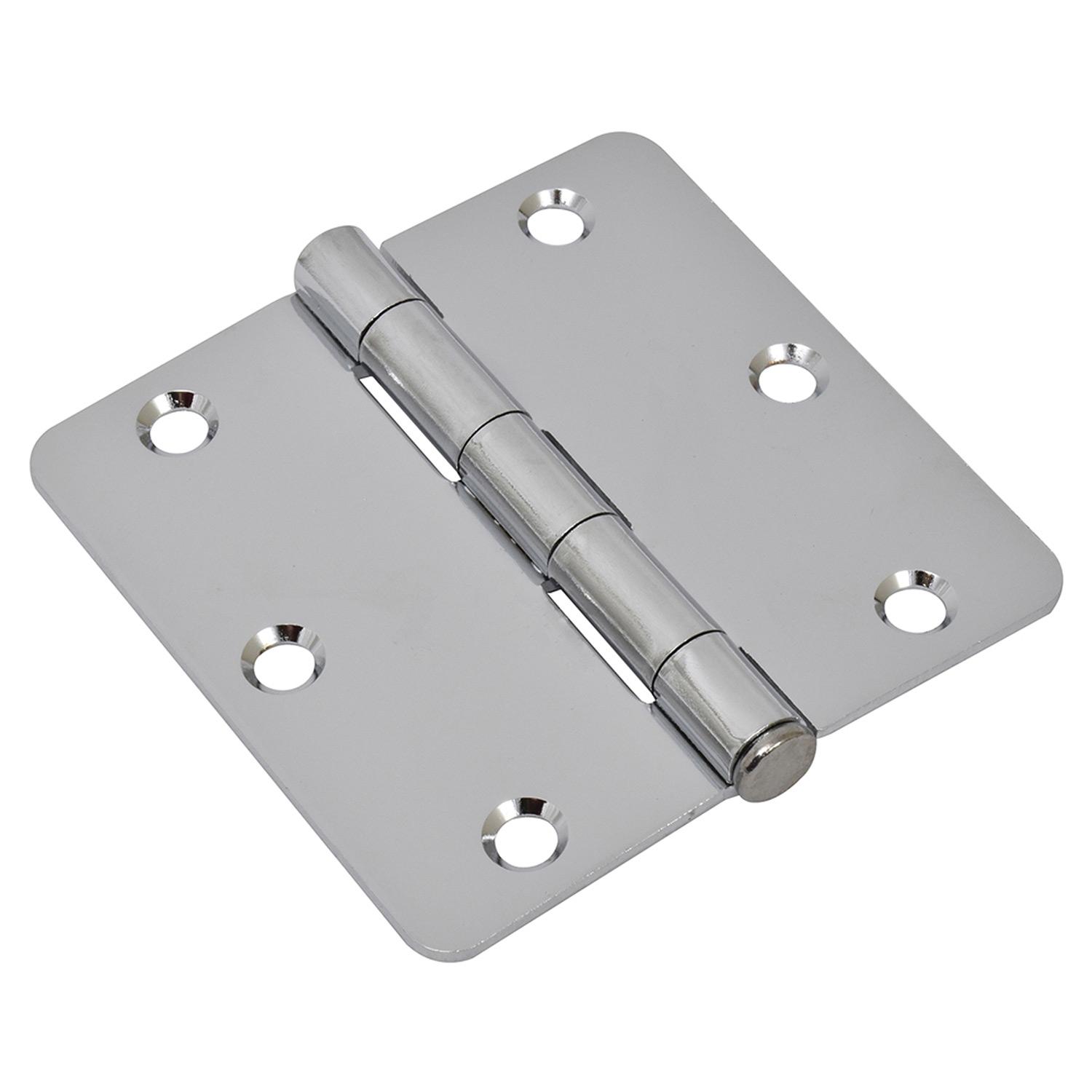 3.5" 1/4 Round Satin Chrome Door Hinge