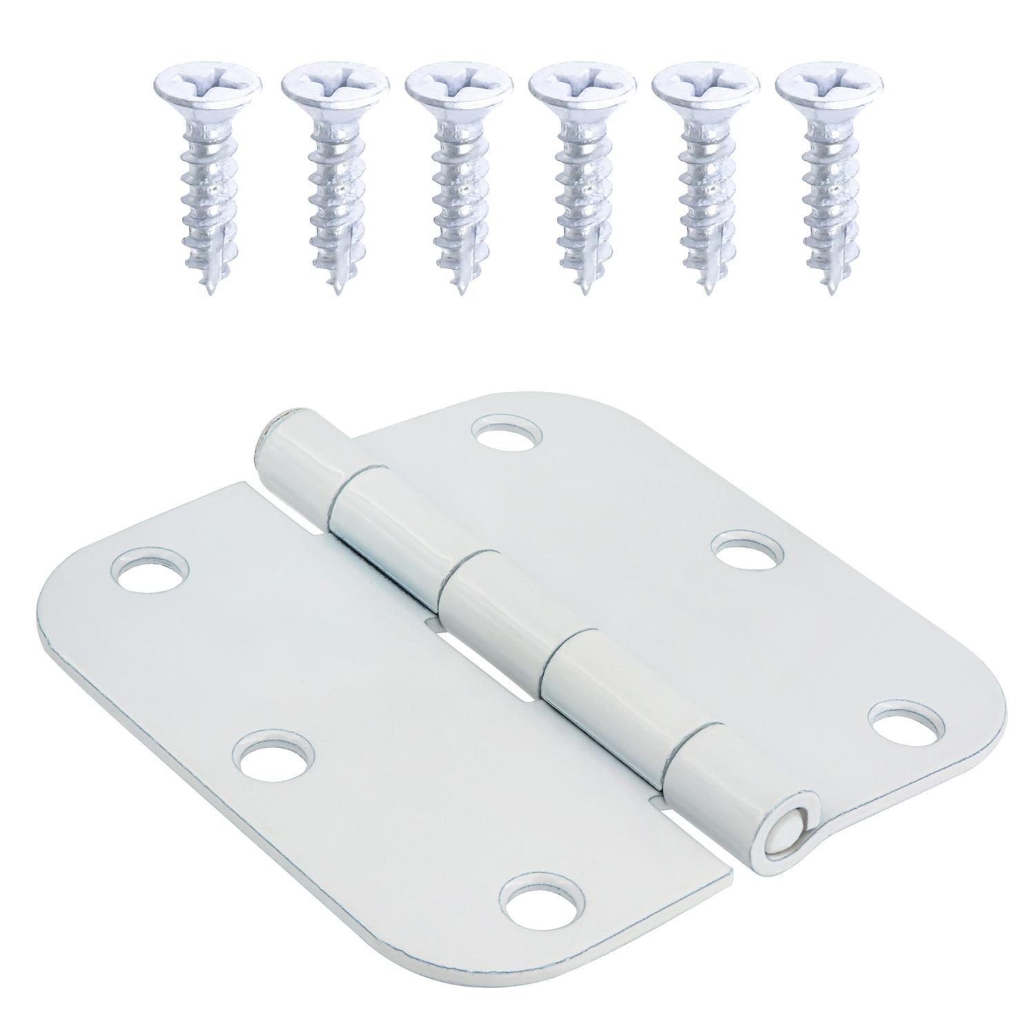 3.5" 5/8 Round White Door Hinge