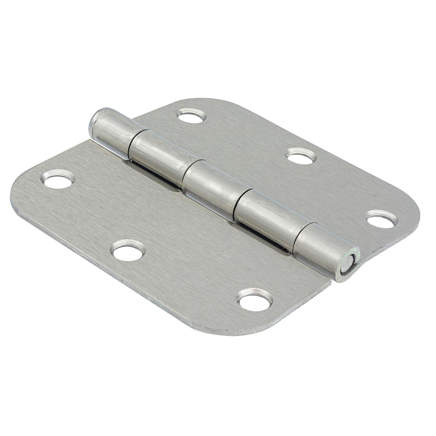 3.5" 5/8 Round Satin Nickel Door Hinge - Contractor 12 Pack