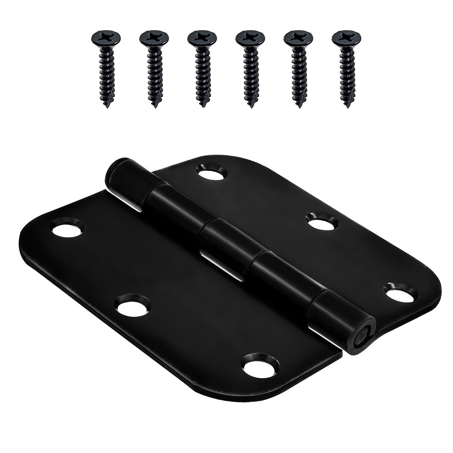 3.5" 5/8 Round Black Door Hinge - Contractor 12 Pack