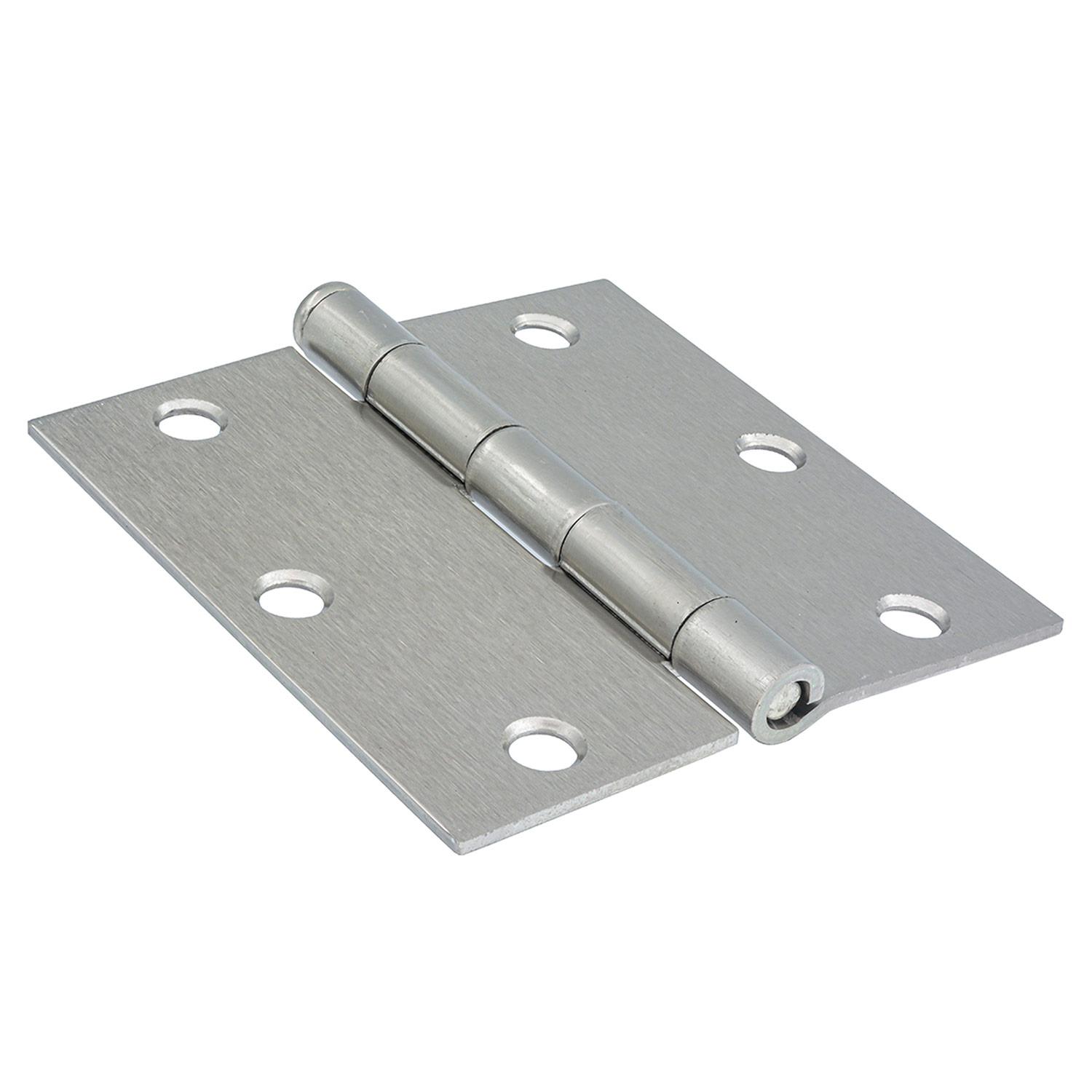3.5" Square Satin Nickel Door Hinge - Contractor 12 Pack
