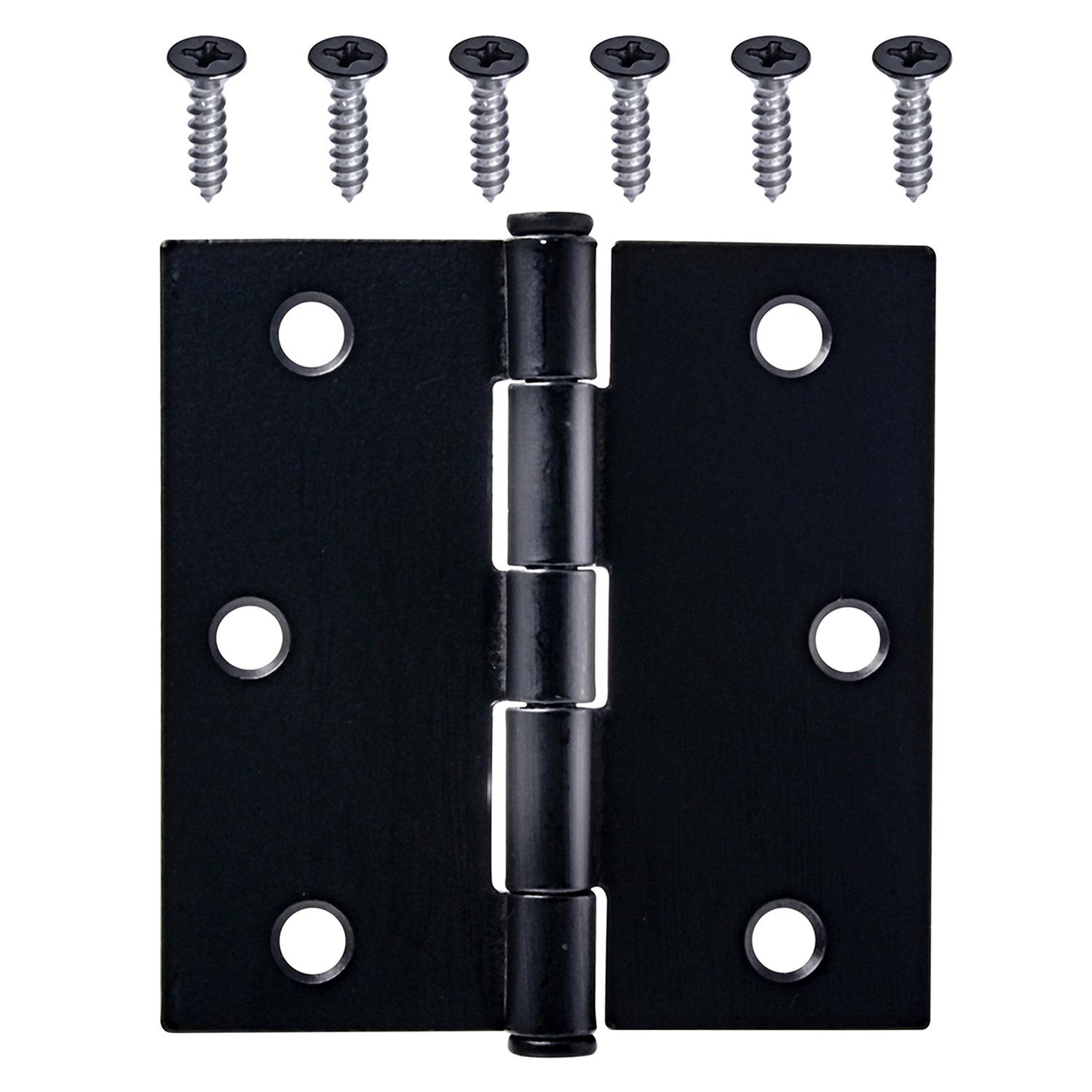 3.5" Square Black Door Hinge - Contractor 12 Pack