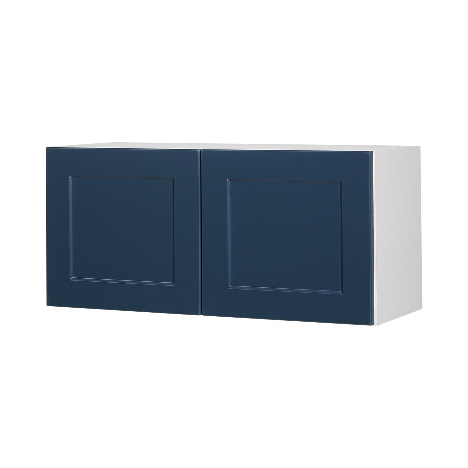 Wall Refrigerator Cabinet 30x14 Shaker Dark Blue
