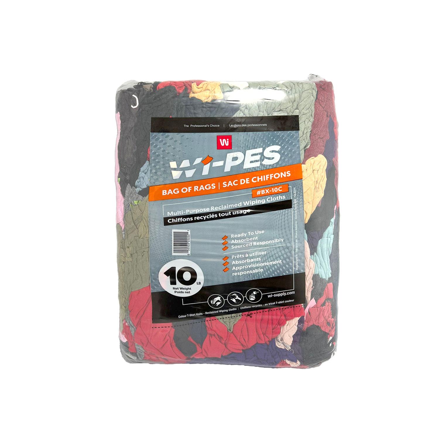 Sac de Chiffons Multi-usages WipeCo Colorés – 10lbs