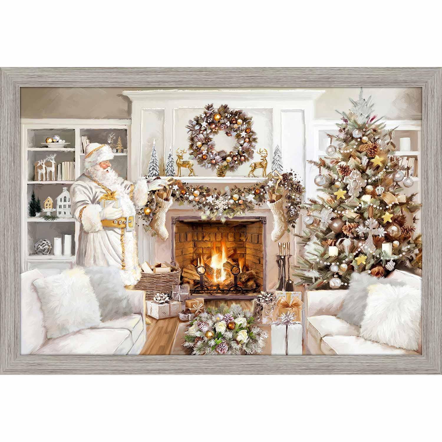 Père Noël Blanc et Or de Noël 25"x31"