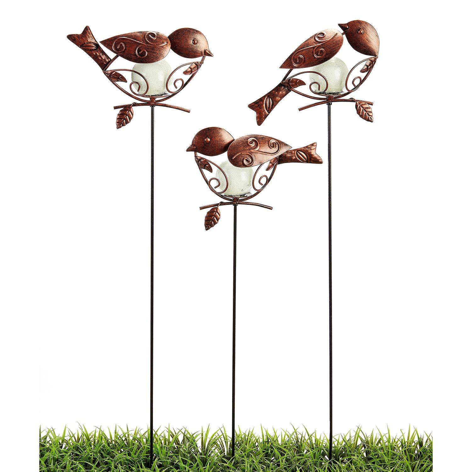 Piquet Jardin Acrylique Oiseau Lumineux Assorti