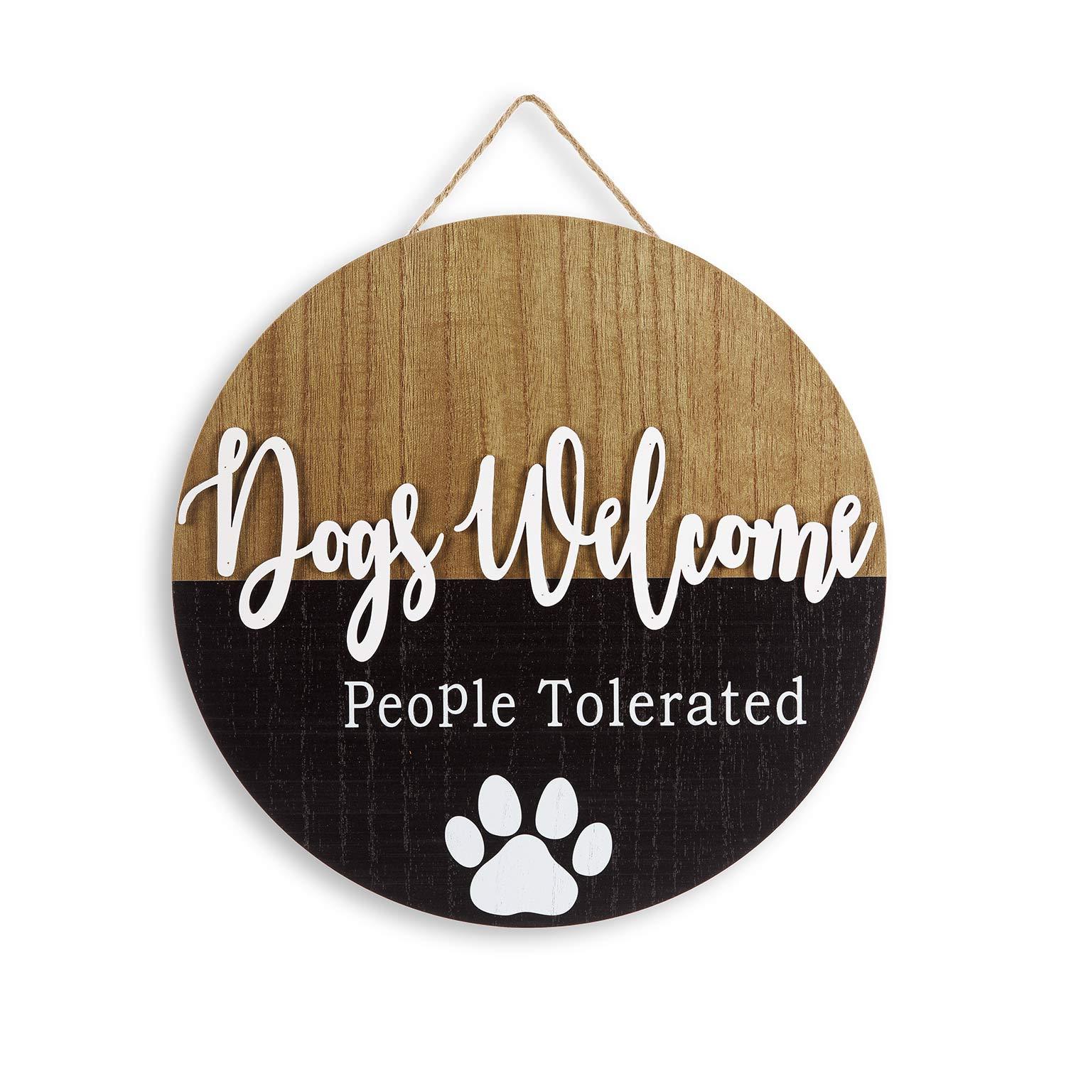 Round Front Door Sign Dogs Welcome