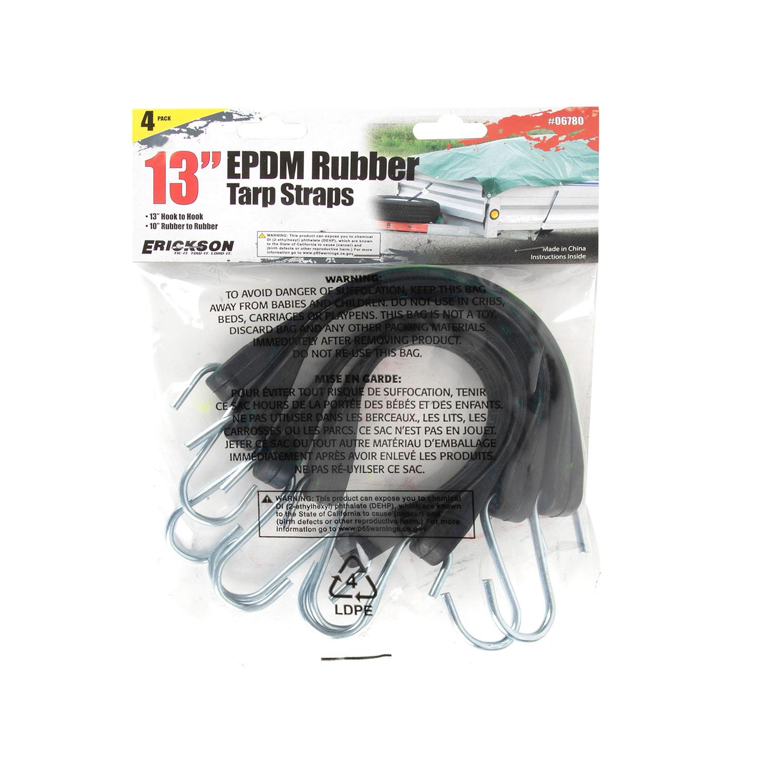 13" Rubber Tarp Straps- 4/Pack