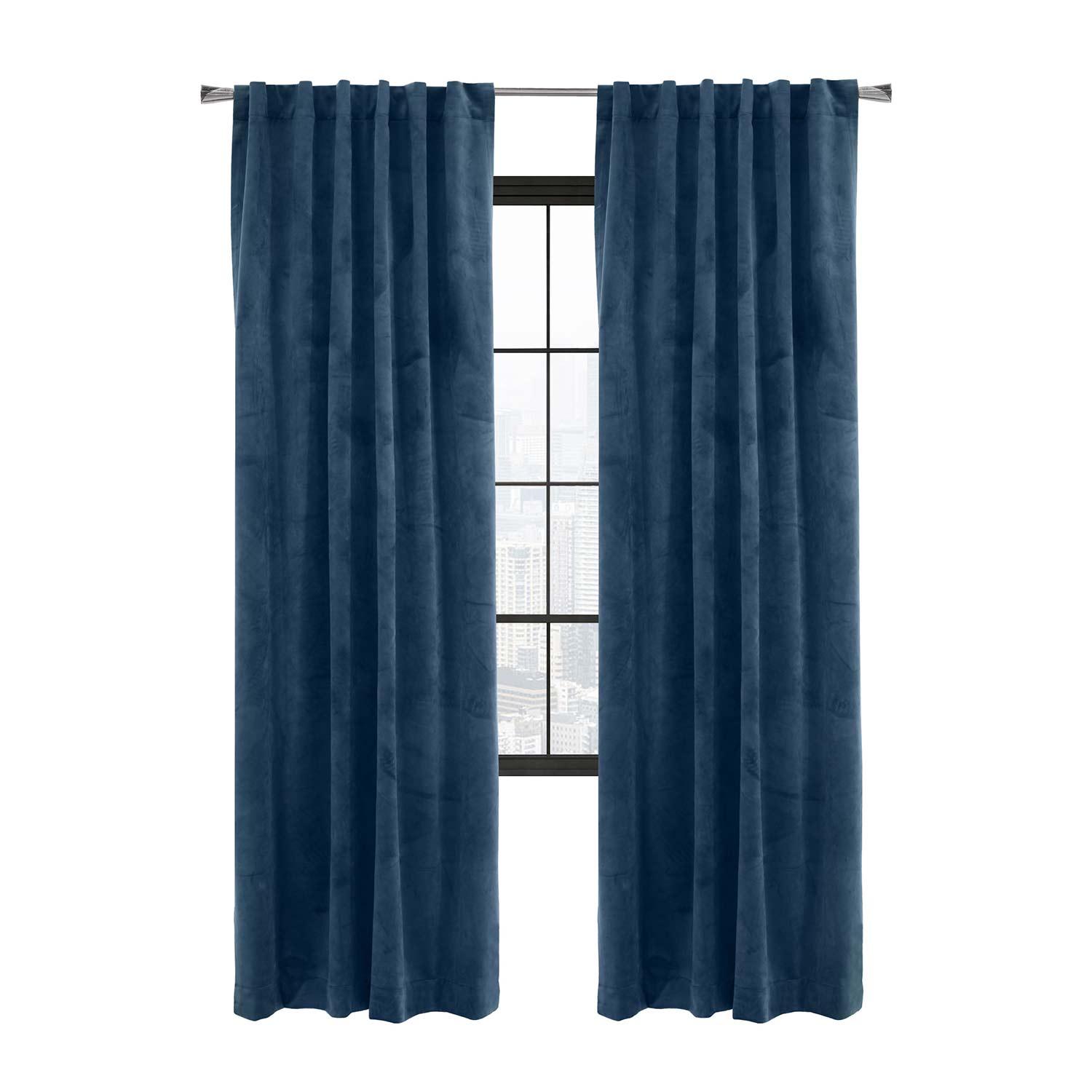 Rideau Double Tête Obscurcissant Seren 50x84 Bleu Foncé