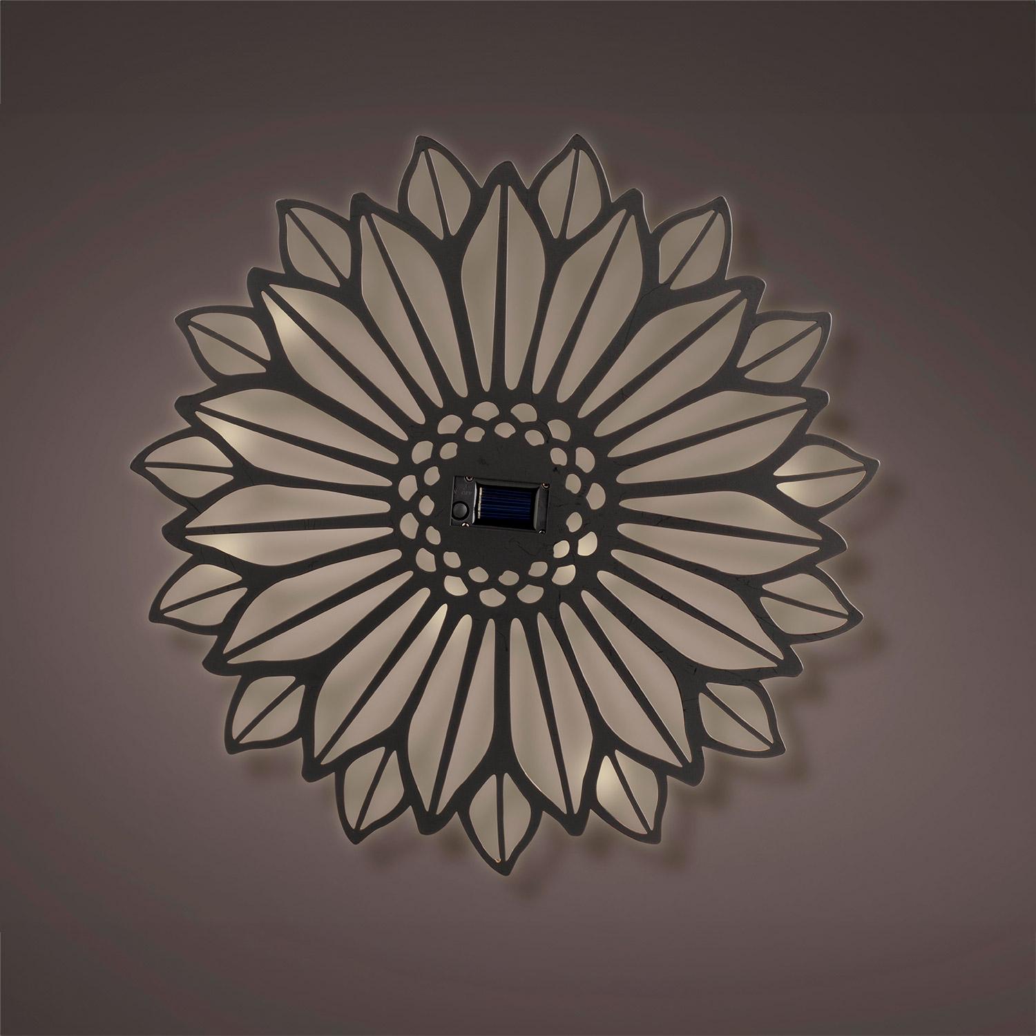 Décoration Murale LED Solaire Fleur en Fer