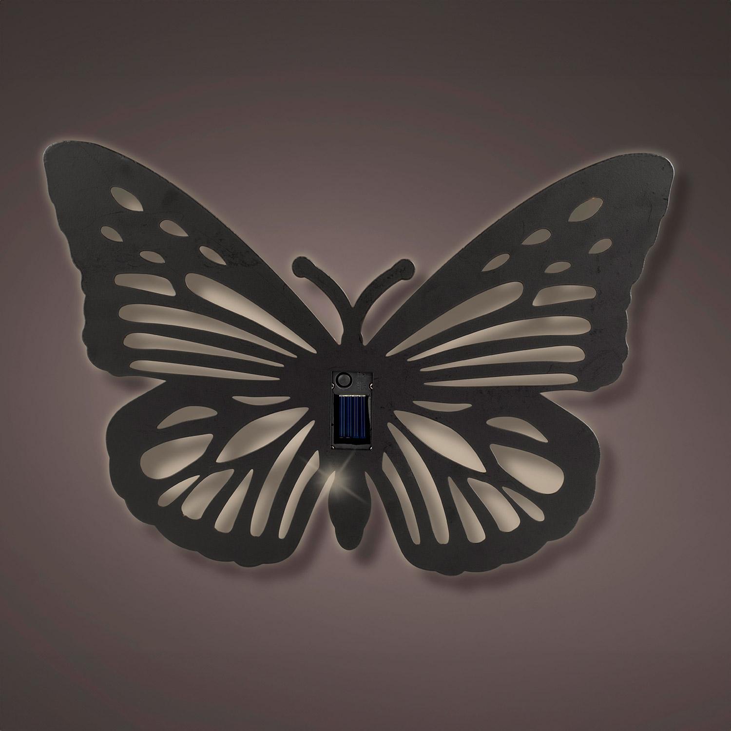 Décoration Murale Solaire LED Papillon en Fer