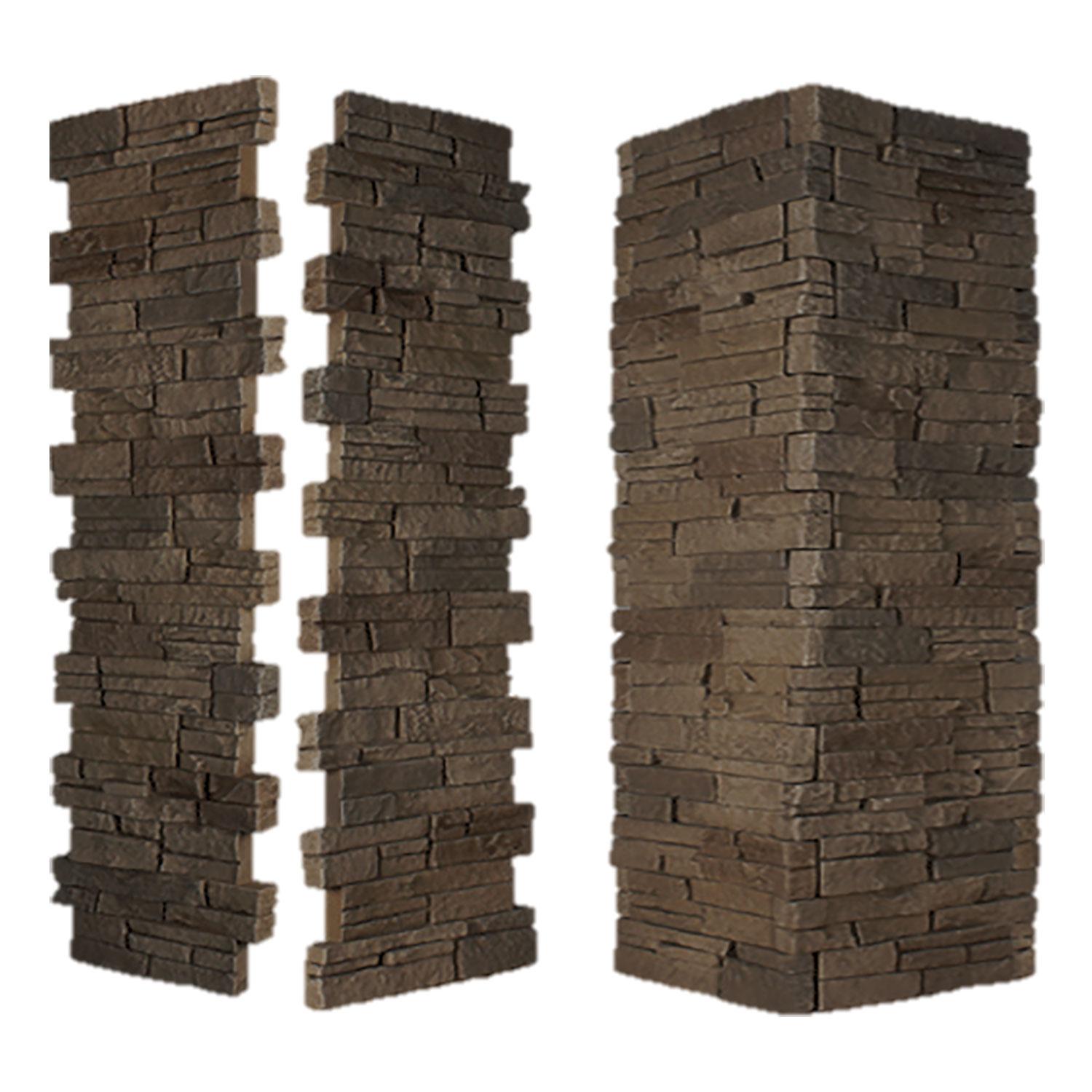 Pilier Pierre Empilée 24" ID x 48" - Tan Rustique