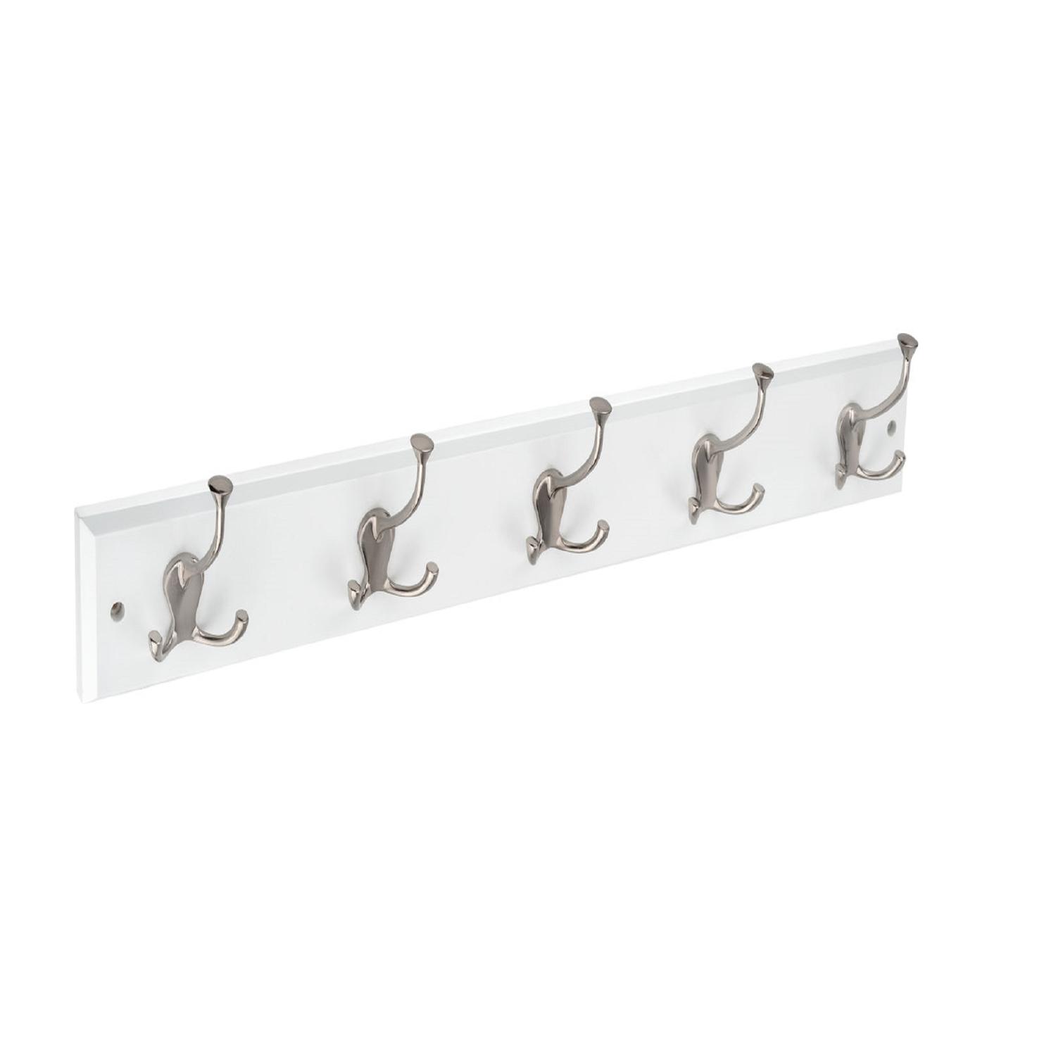 Classic Hook Rack 27" White/Brushed Nickle