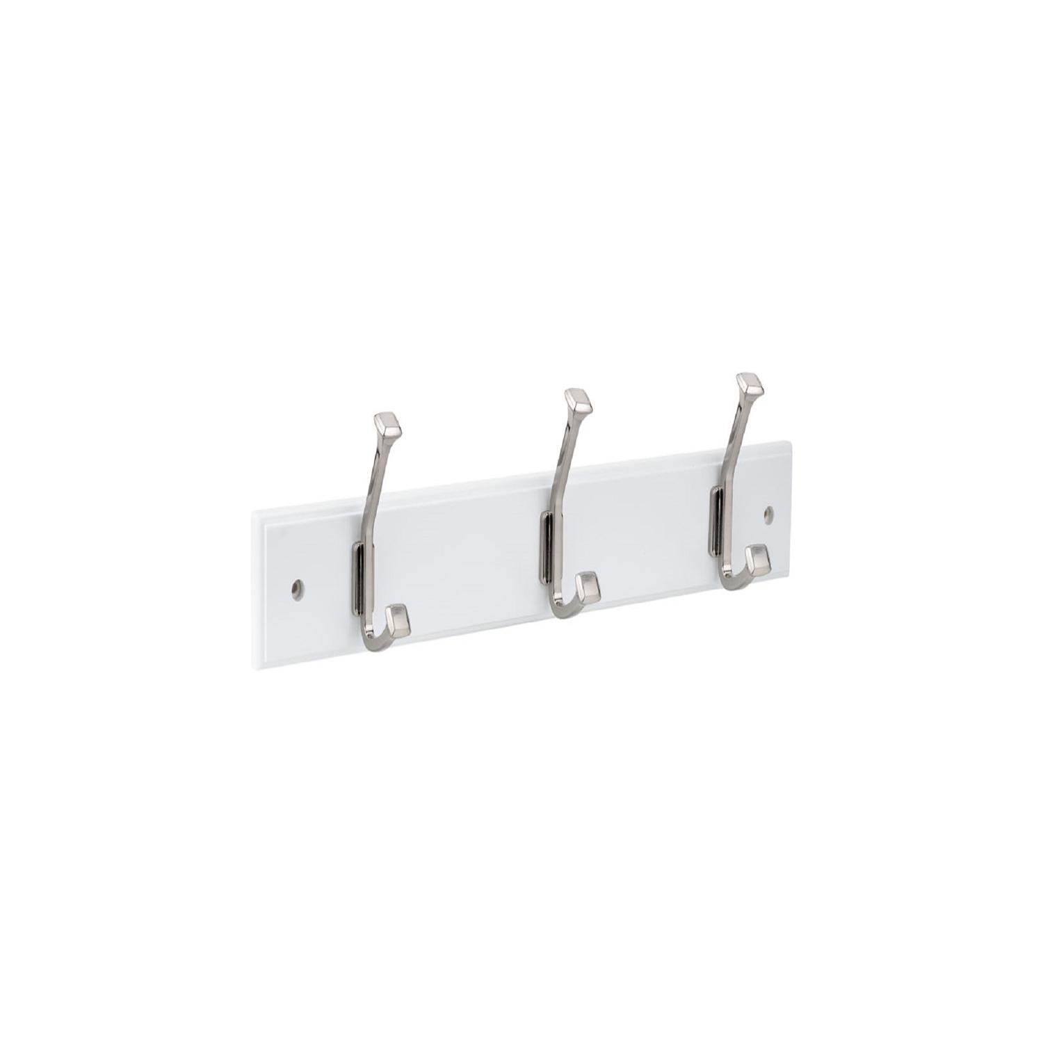 Transitional Hook Rack 18" White/Brushed Nickle
