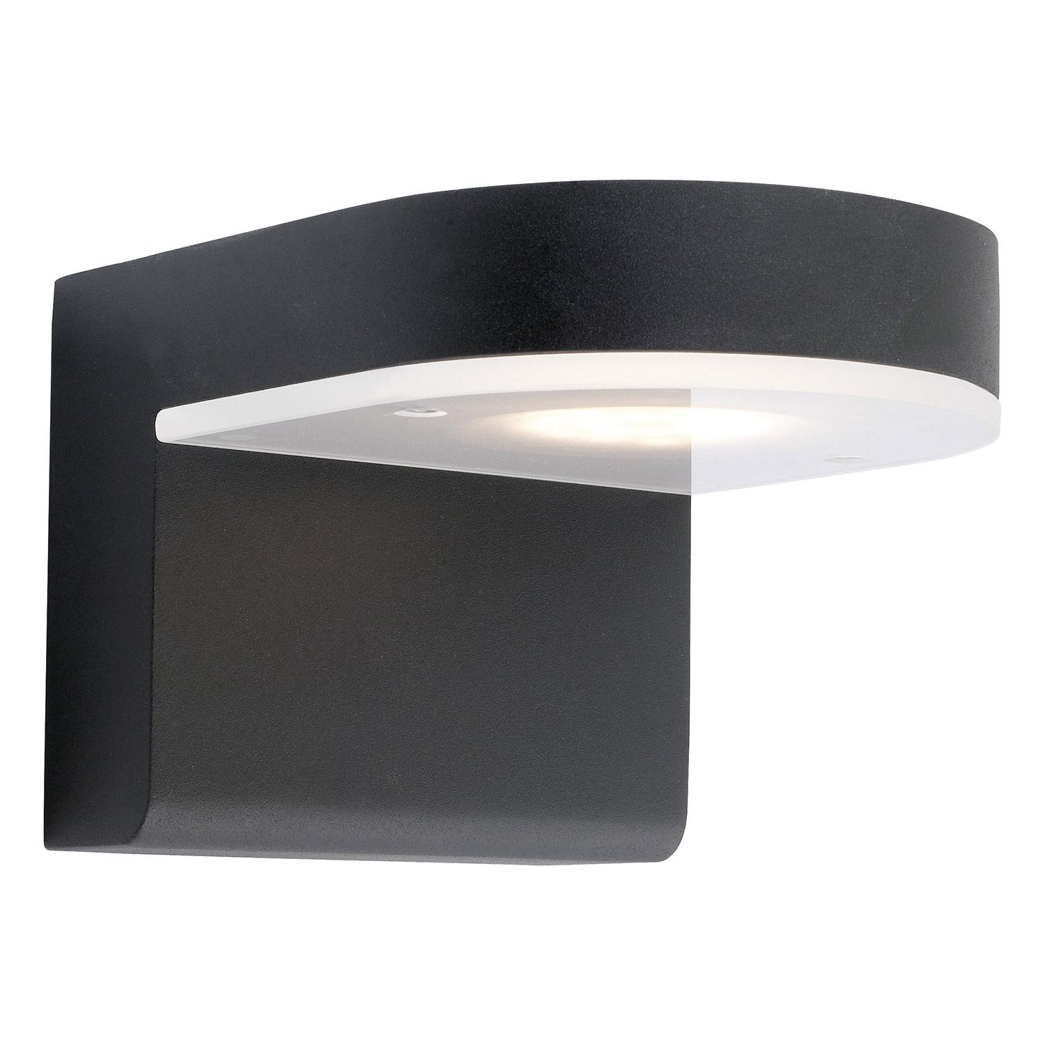 Jalon LED Outdoor Wall Light, Black Finish with Satin Glass