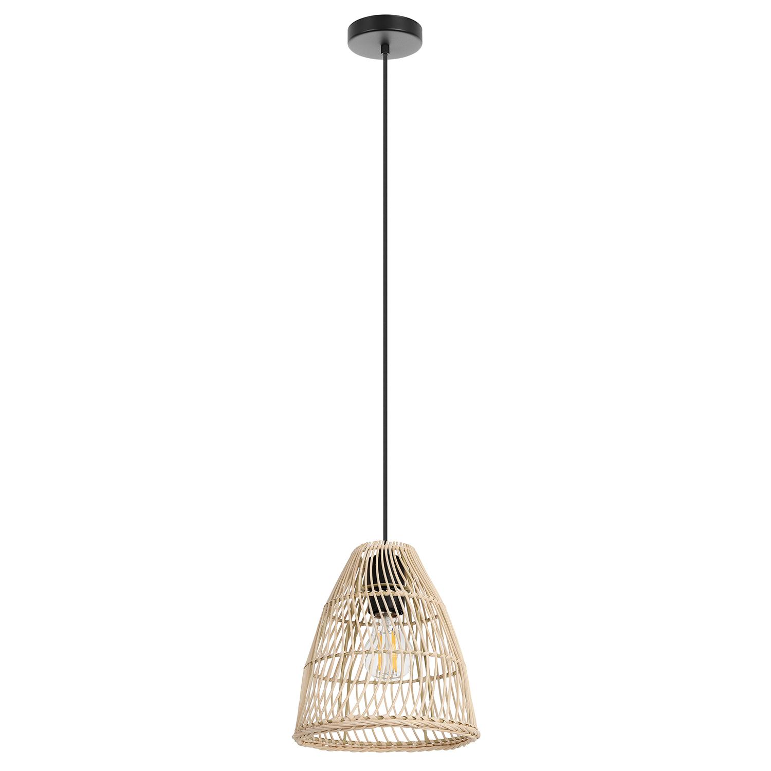Ayesgarth Pendant Light 1L Black Finish With Wood Shade