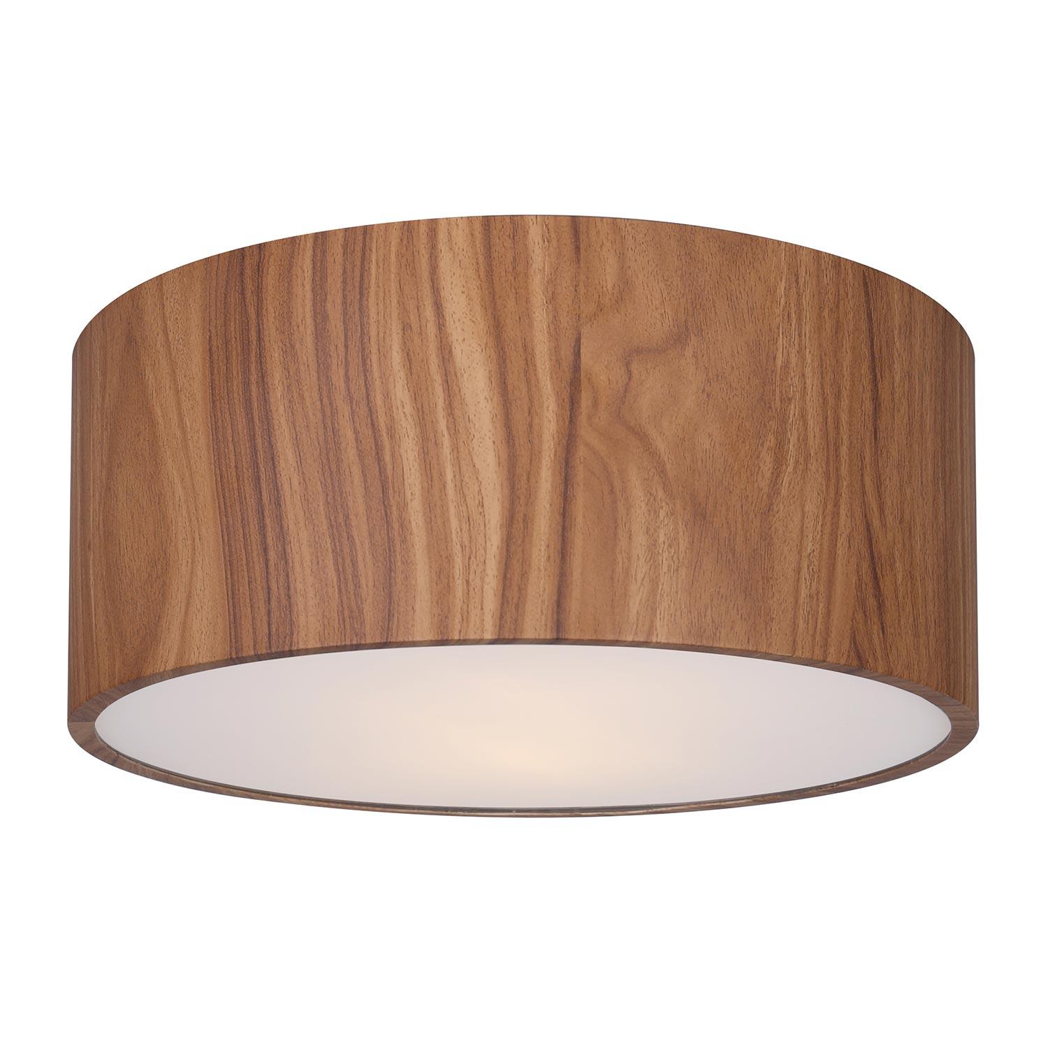 DEXTER Matte Black And Faux Wood Flush Mount Light